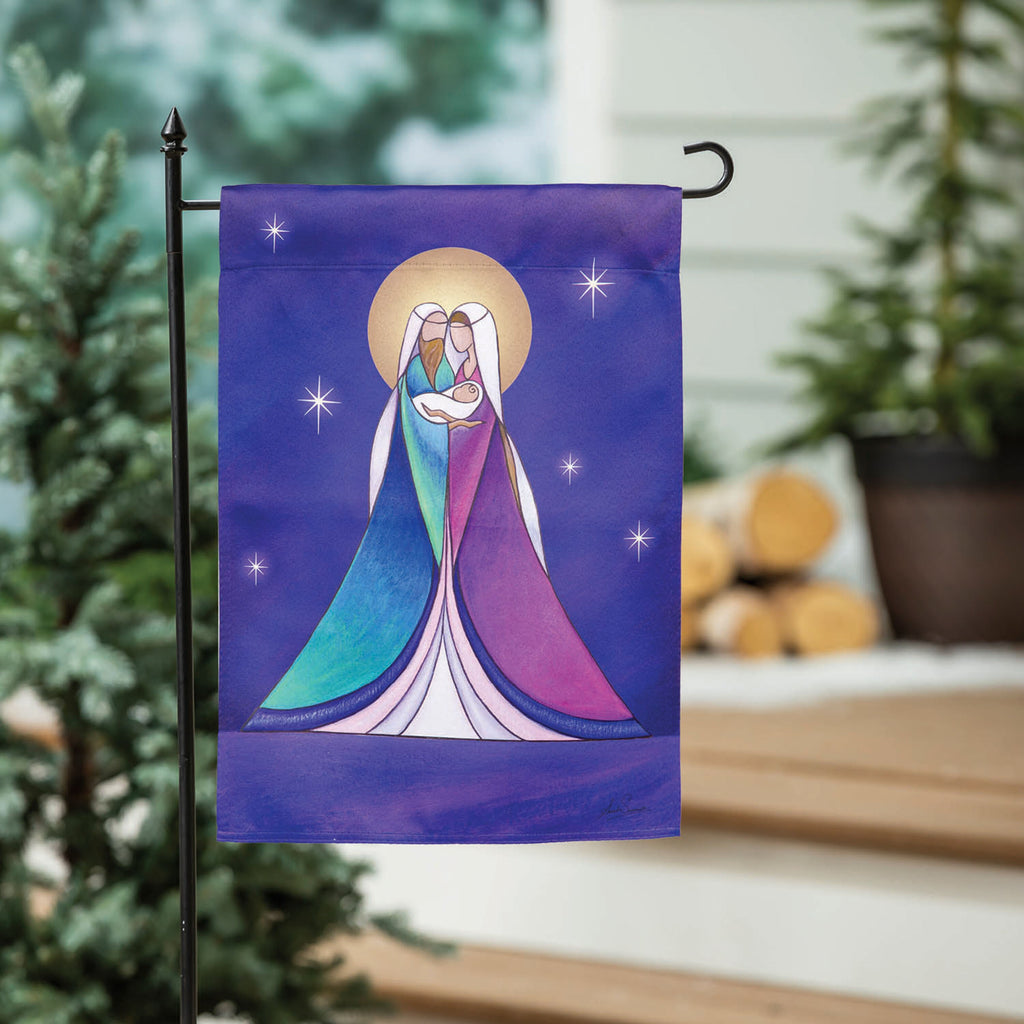 Holy Family Suede Garden Flag