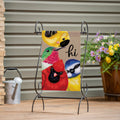 Cottage Garden Portly Birds Peeping Burlap House Flag
