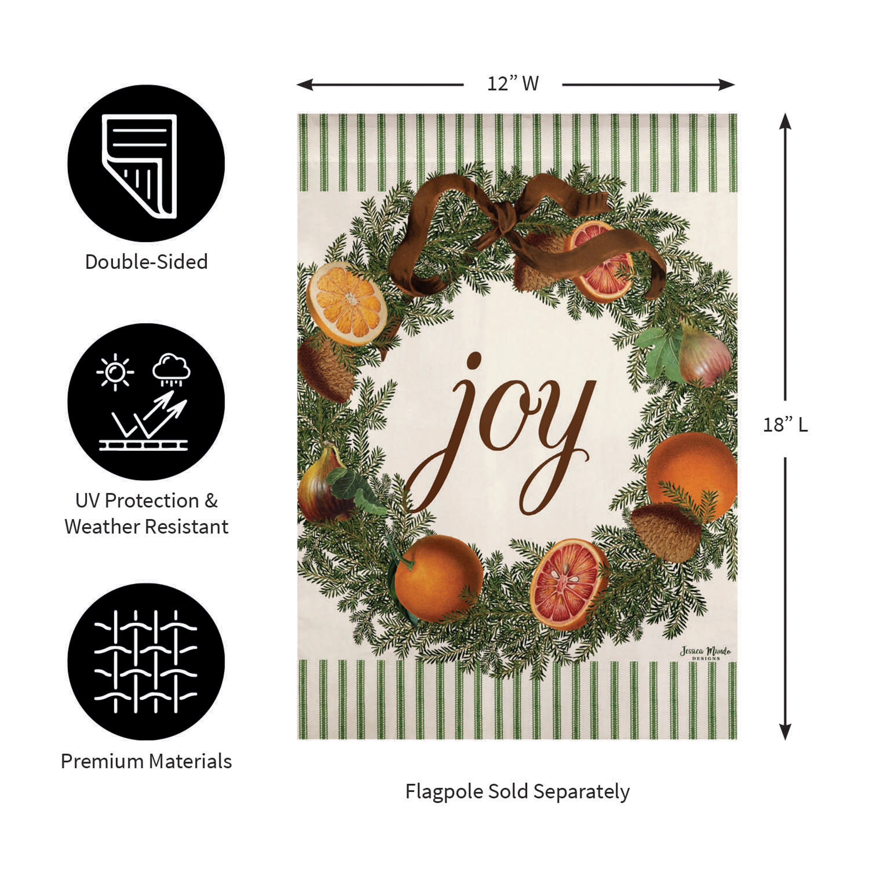 Joy Wreath Moire Garden Flag
