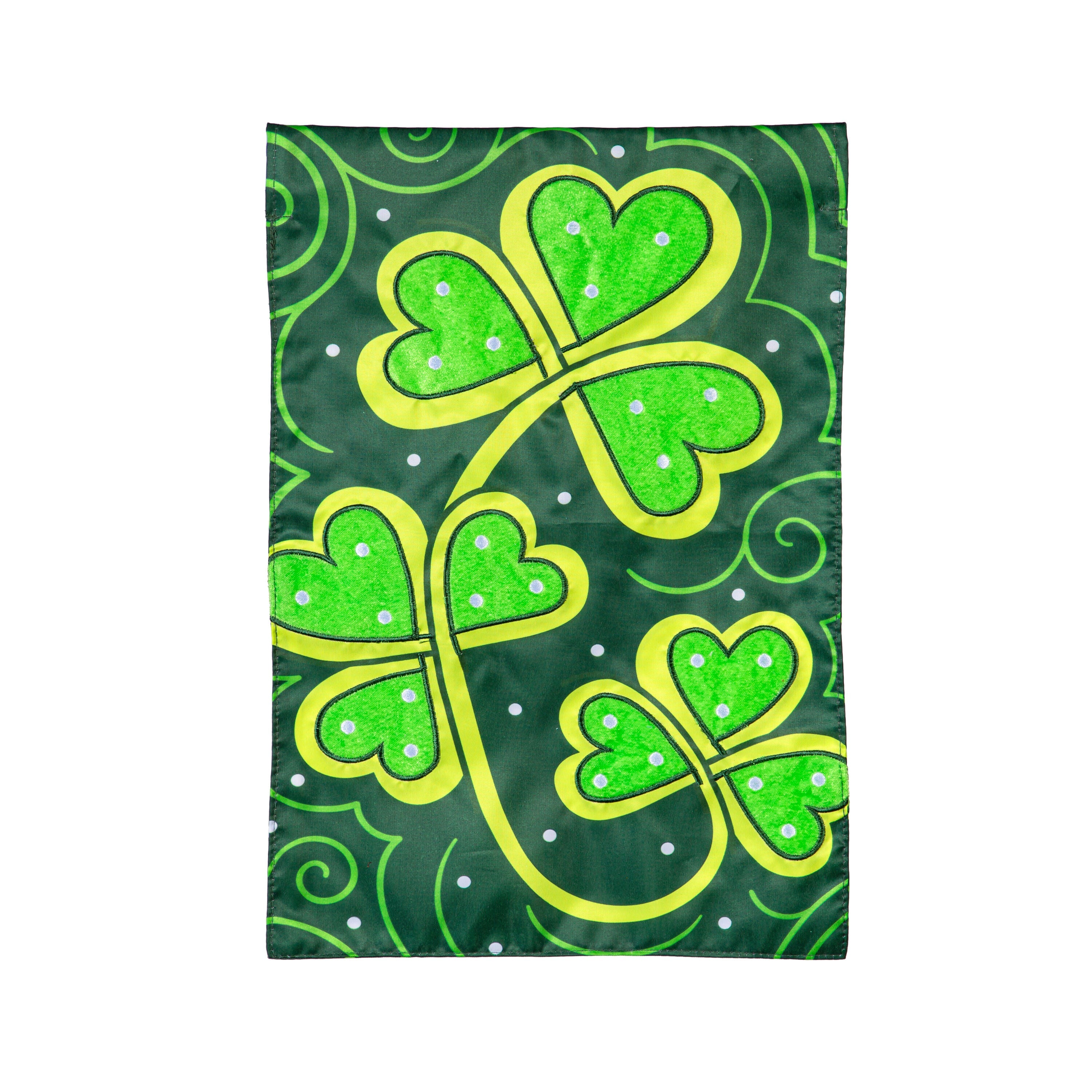 Lucky Clovers Applique Garden Flag