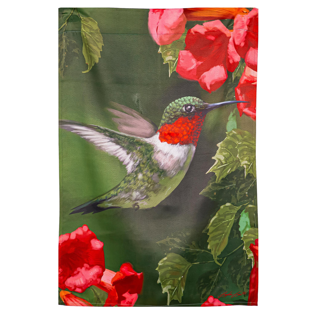 Hummingbird Closeup Suede House Flag