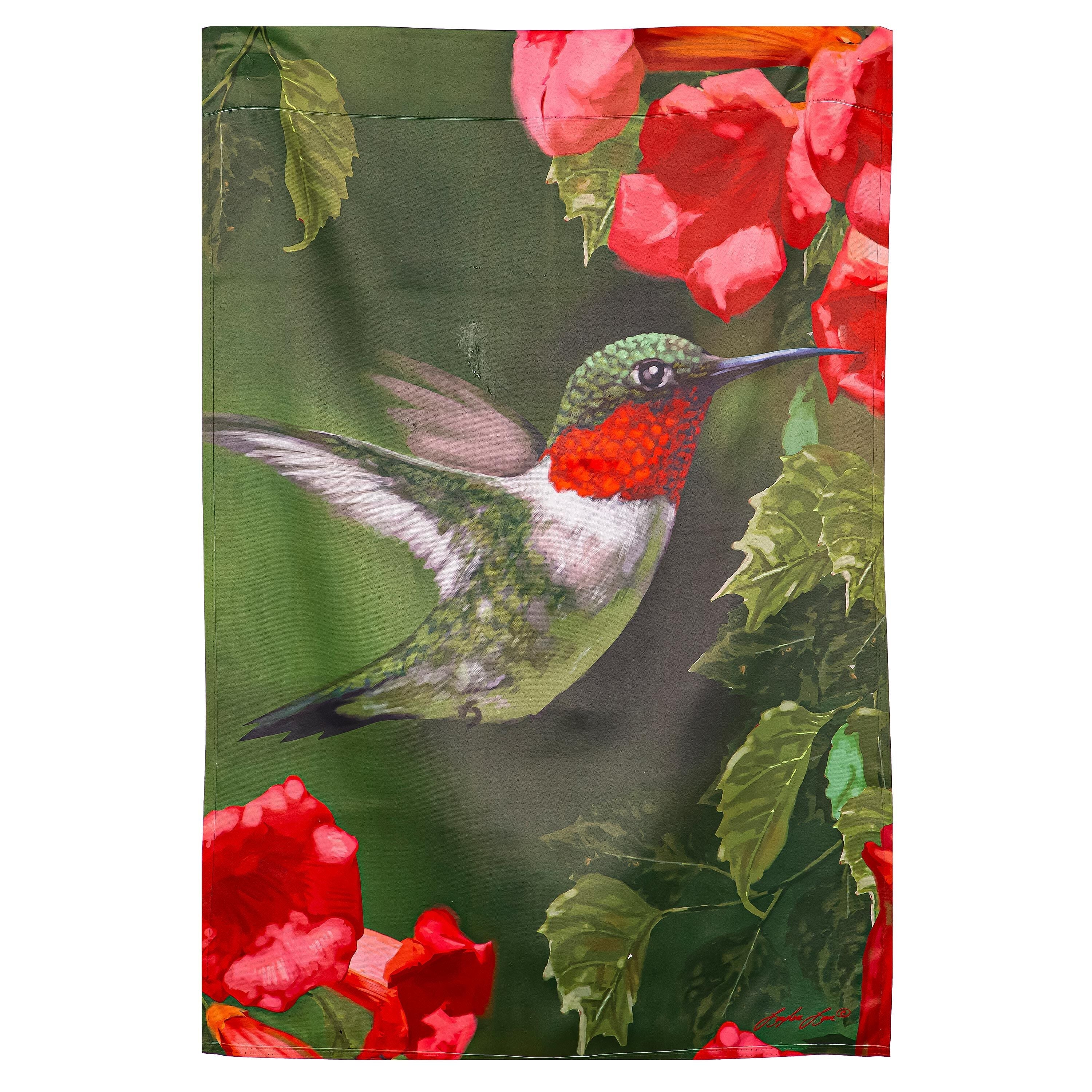 Hummingbird Closeup Suede House Flag