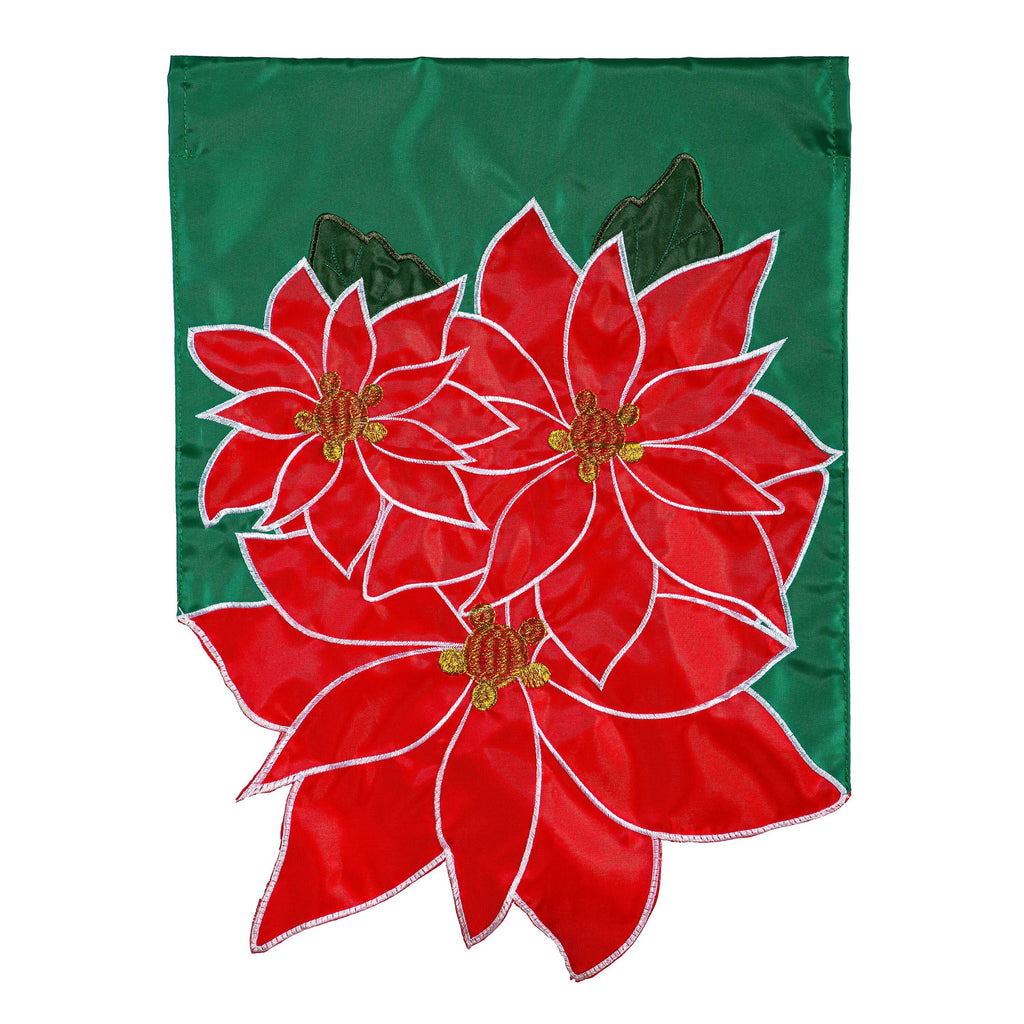 Poinsettia Bloom Basic Applique Garden Flag