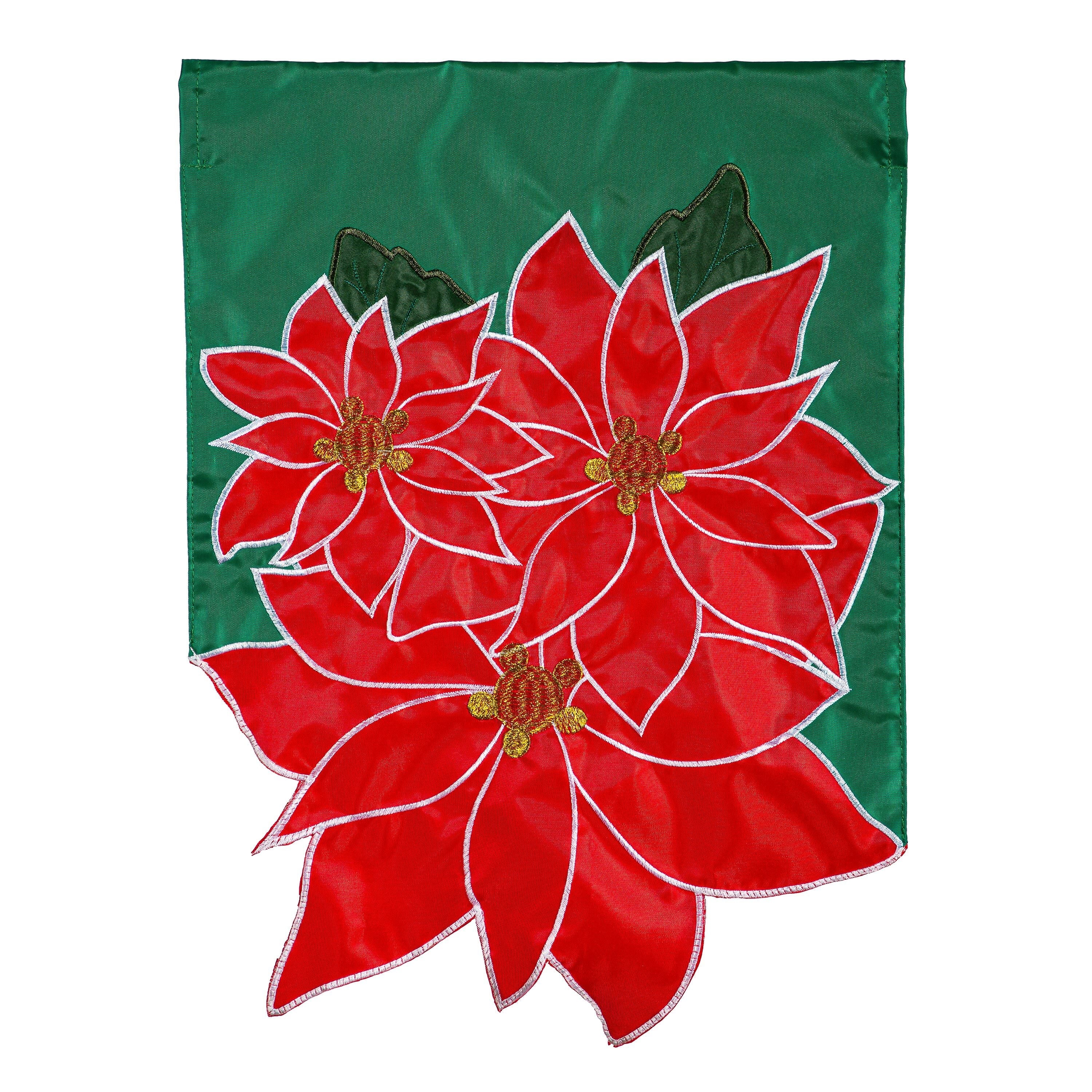 Poinsettia Bloom Basic Applique Garden Flag