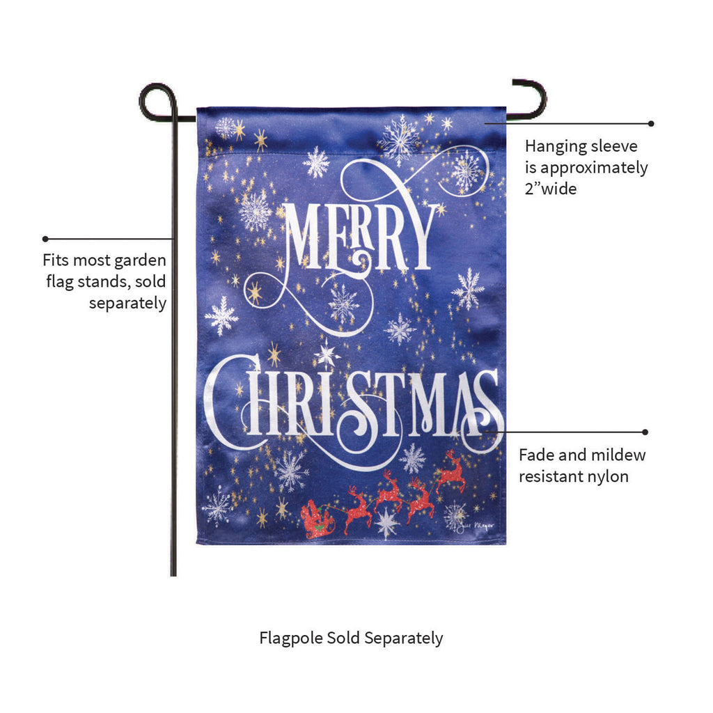 Merry Christmas Snowflake Lustre Garden Flag
