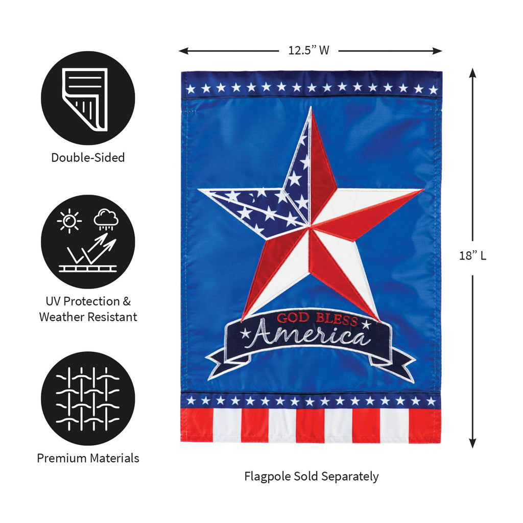 Patriotic Country Star Garden Applique Flag