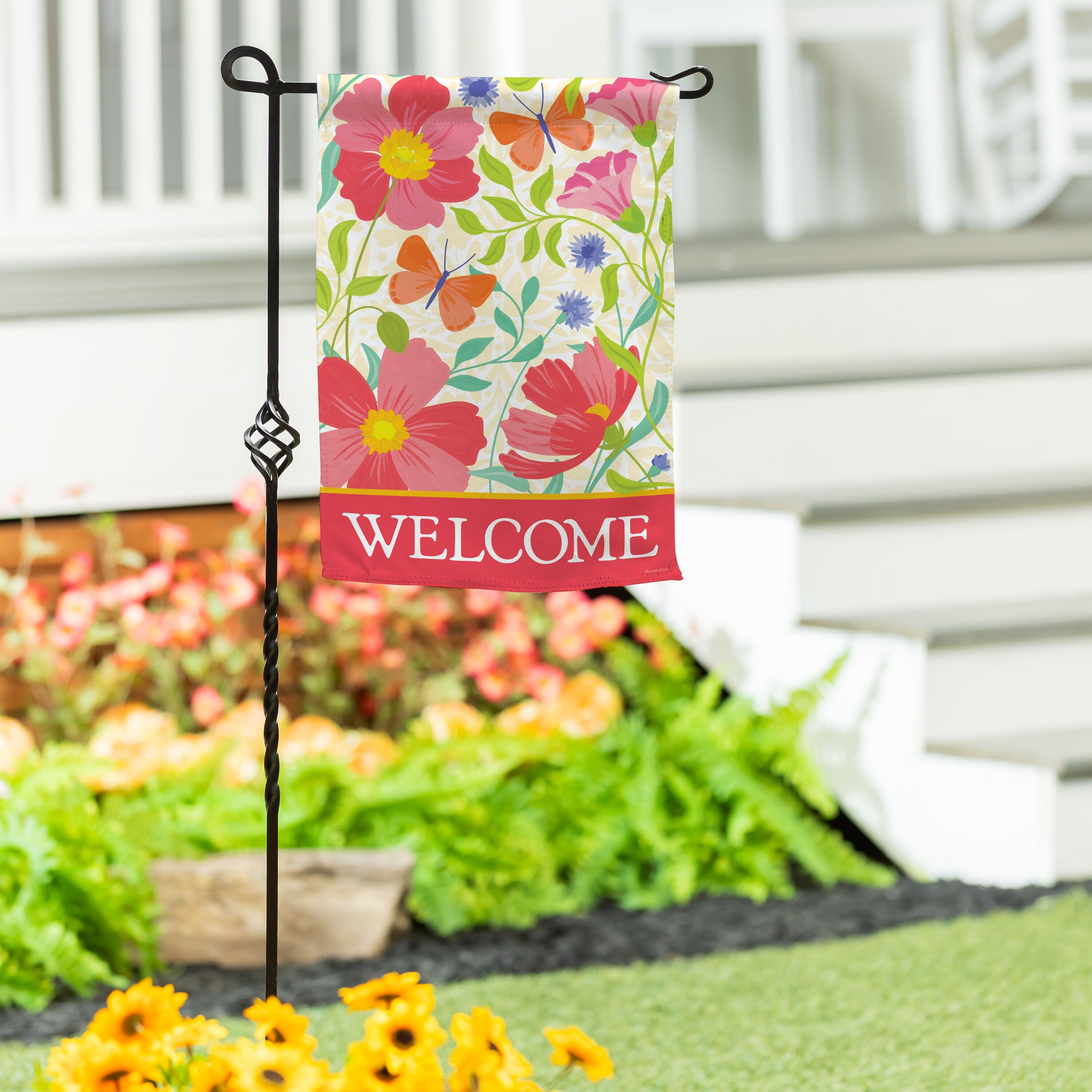 Wildflower Bunch Suede Garden Flag