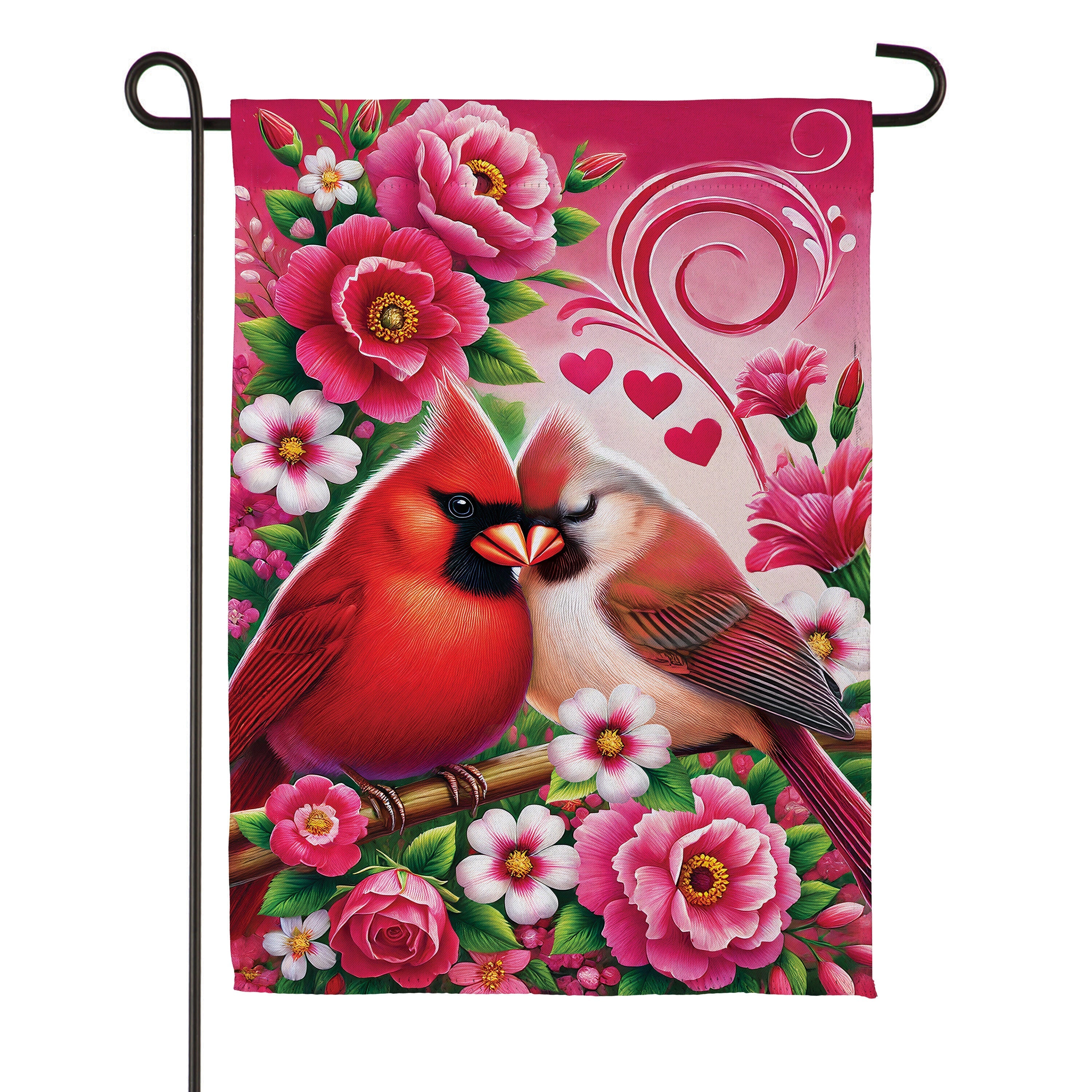 Cardinal Lovers Suede Garden Flag