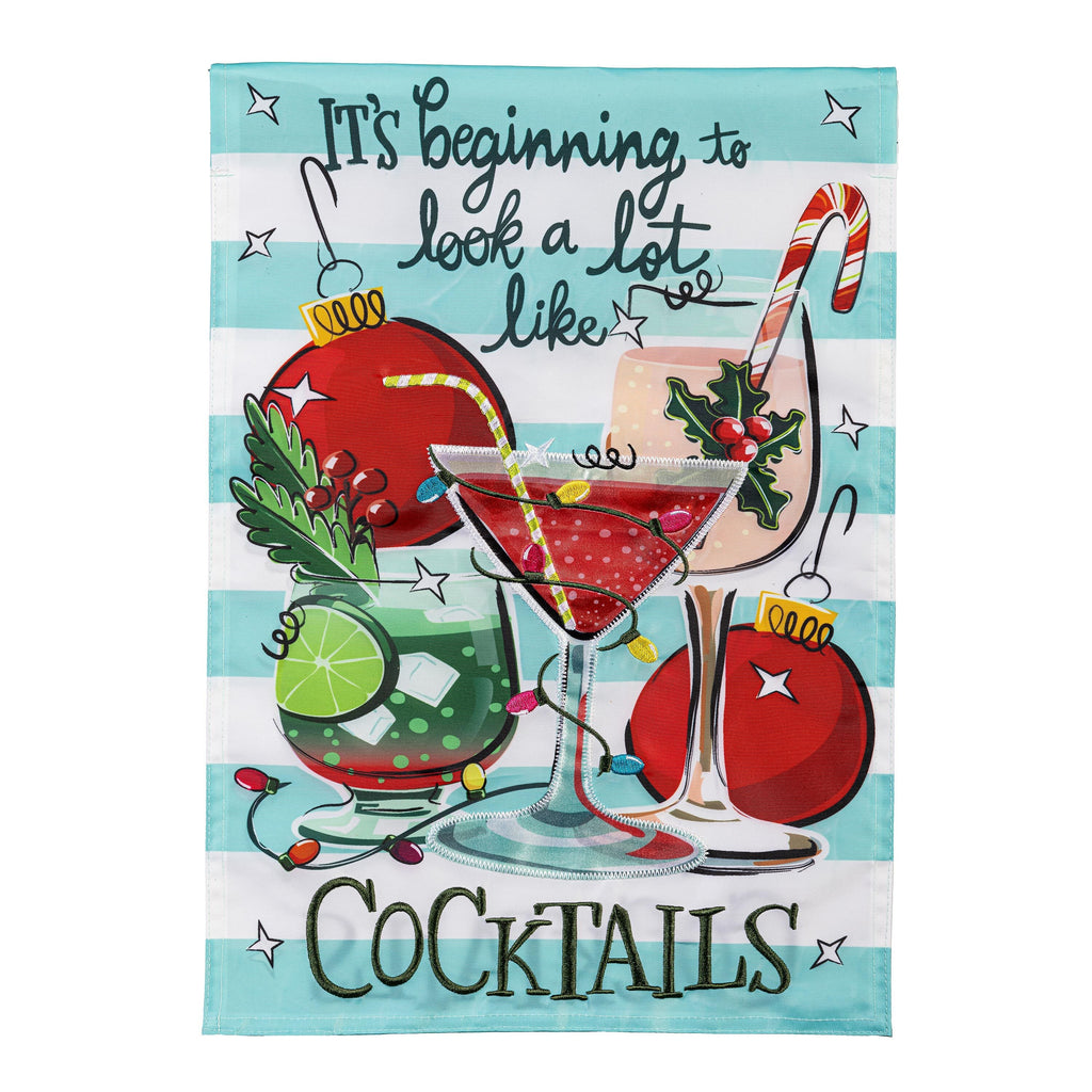 Christmas Cocktail Applique Garden Flag