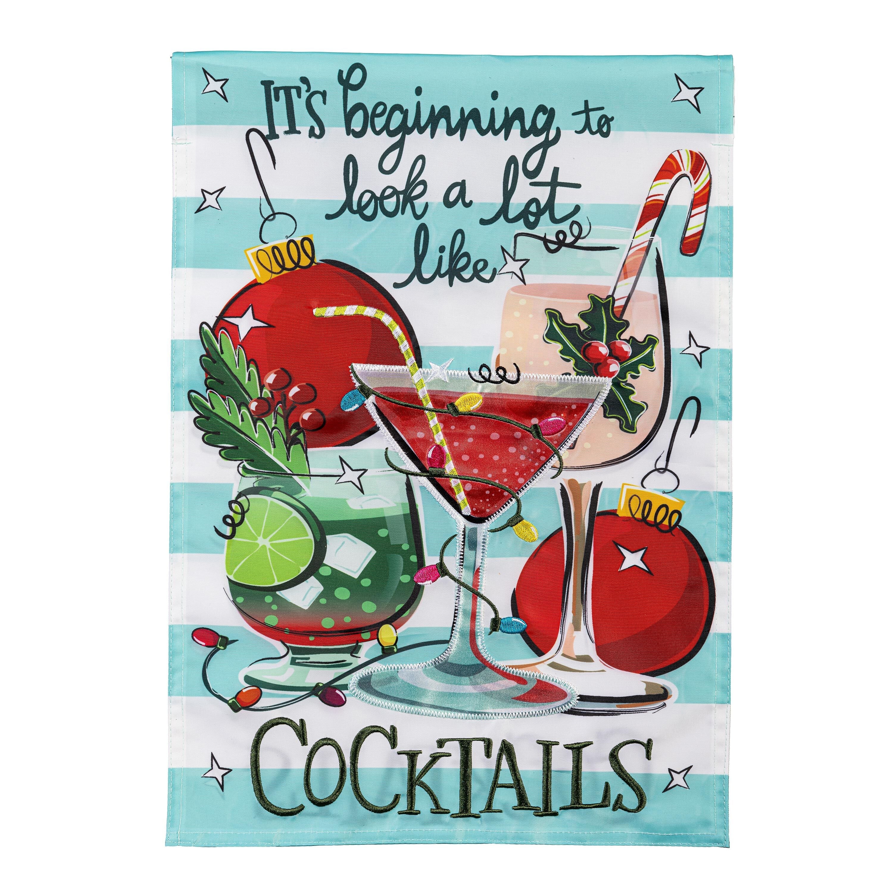 Christmas Cocktail Applique Garden Flag