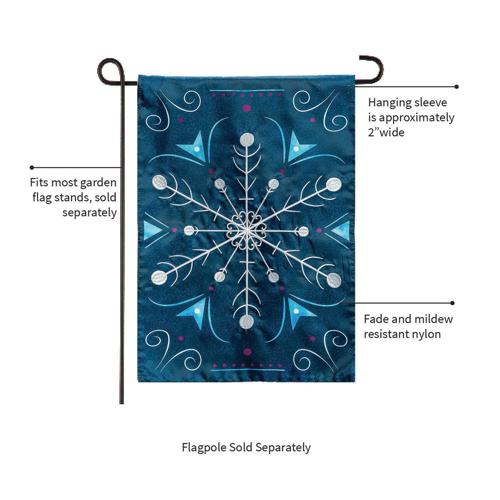 Blue Snowflake Applique Garden Flag