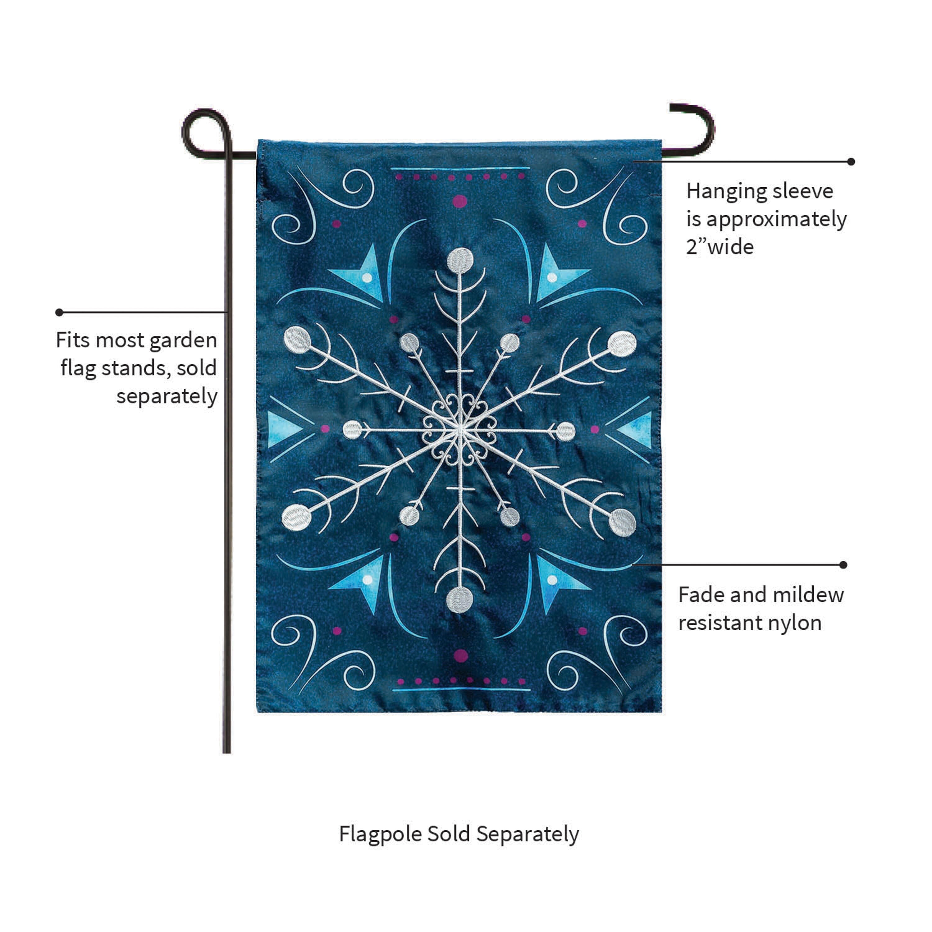 Blue Snowflake Applique Garden Flag