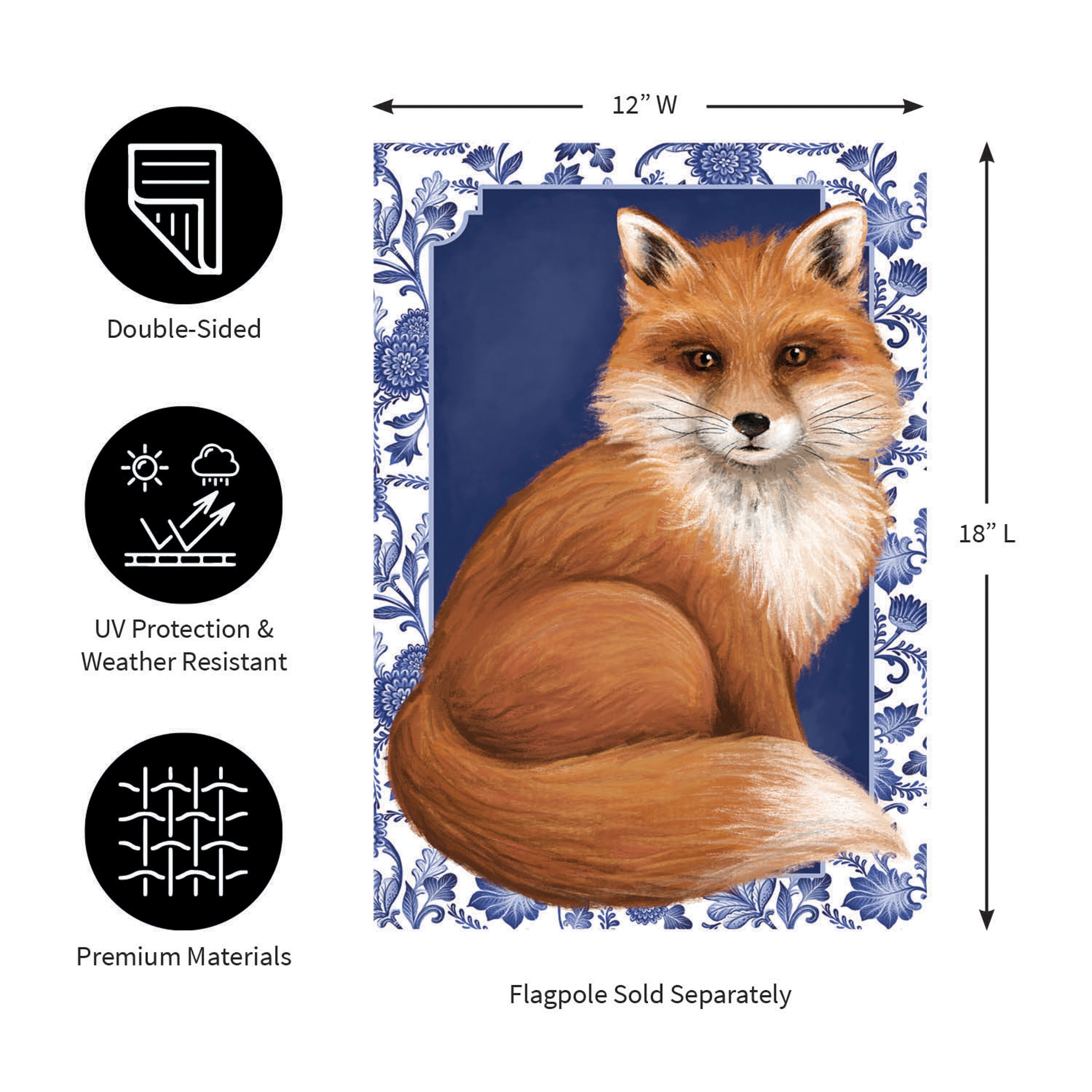 Orange Fox Applique Garden Flag