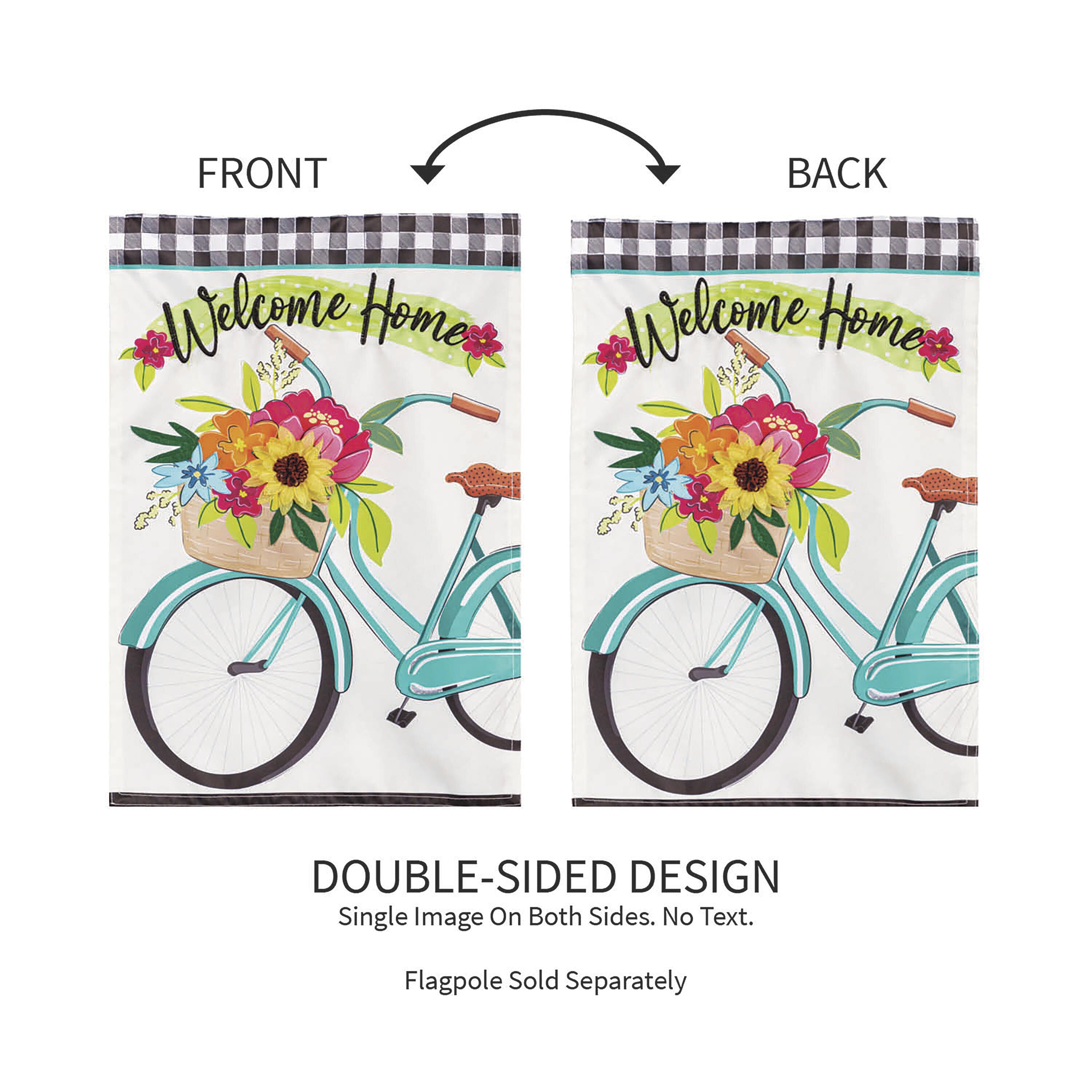 Welcome Home Bicycle Applique Garden Flag