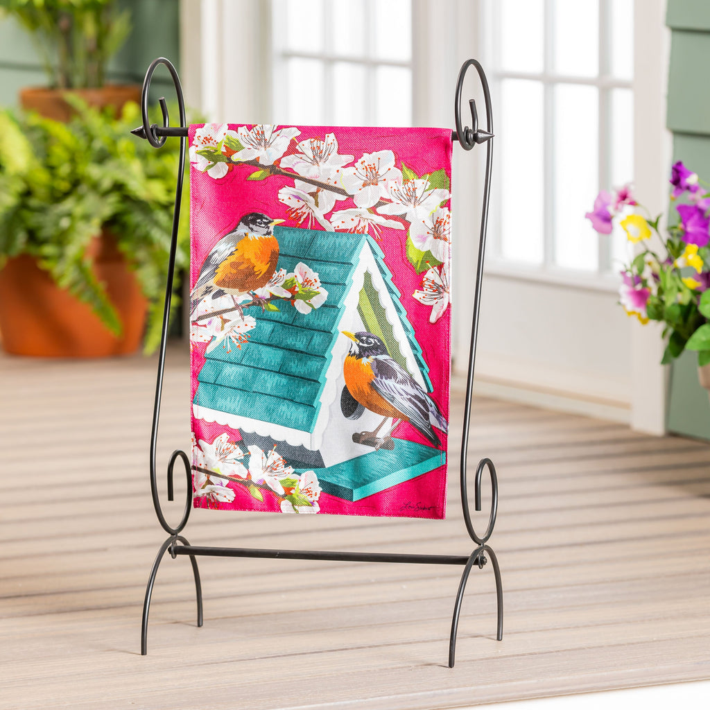 Cherry Blossoms & Friends Burlap Garden flag