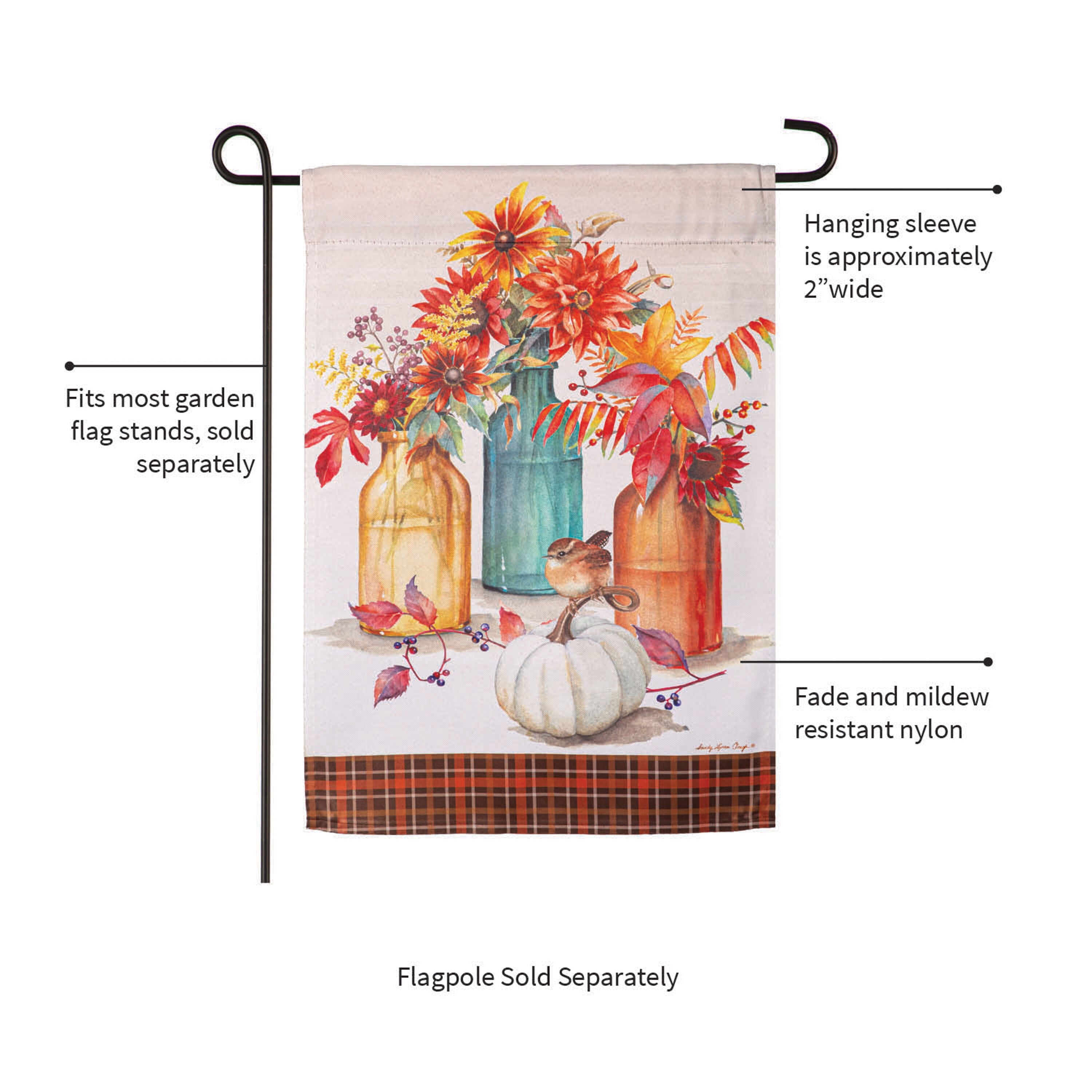 Collecting Autumn Suede Garden Flag