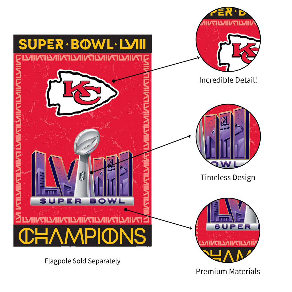 Kansas City Chiefs SB58 Champions Embossed Suede House Flag