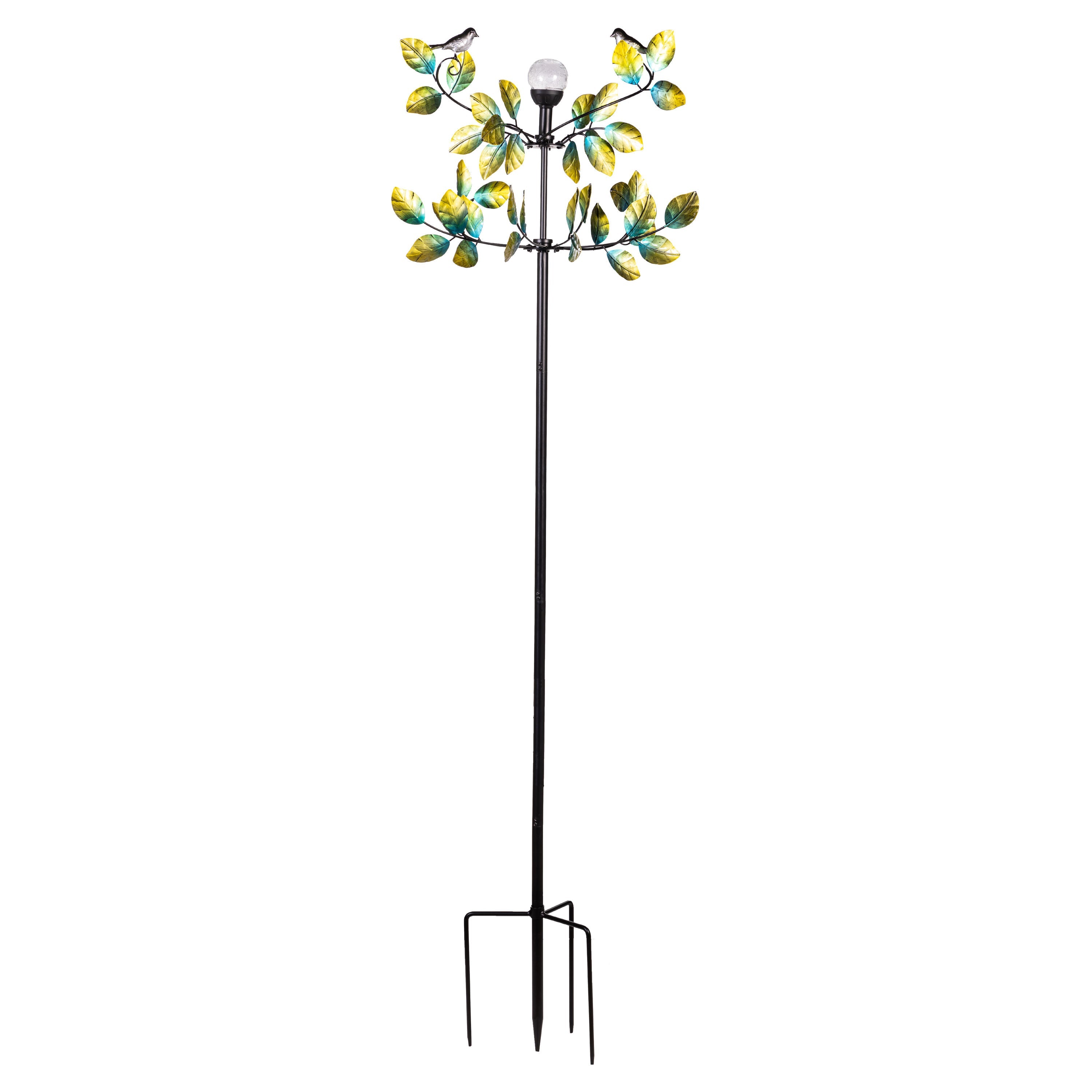 Bird and Leaves Solar Wind Spinner 80"H