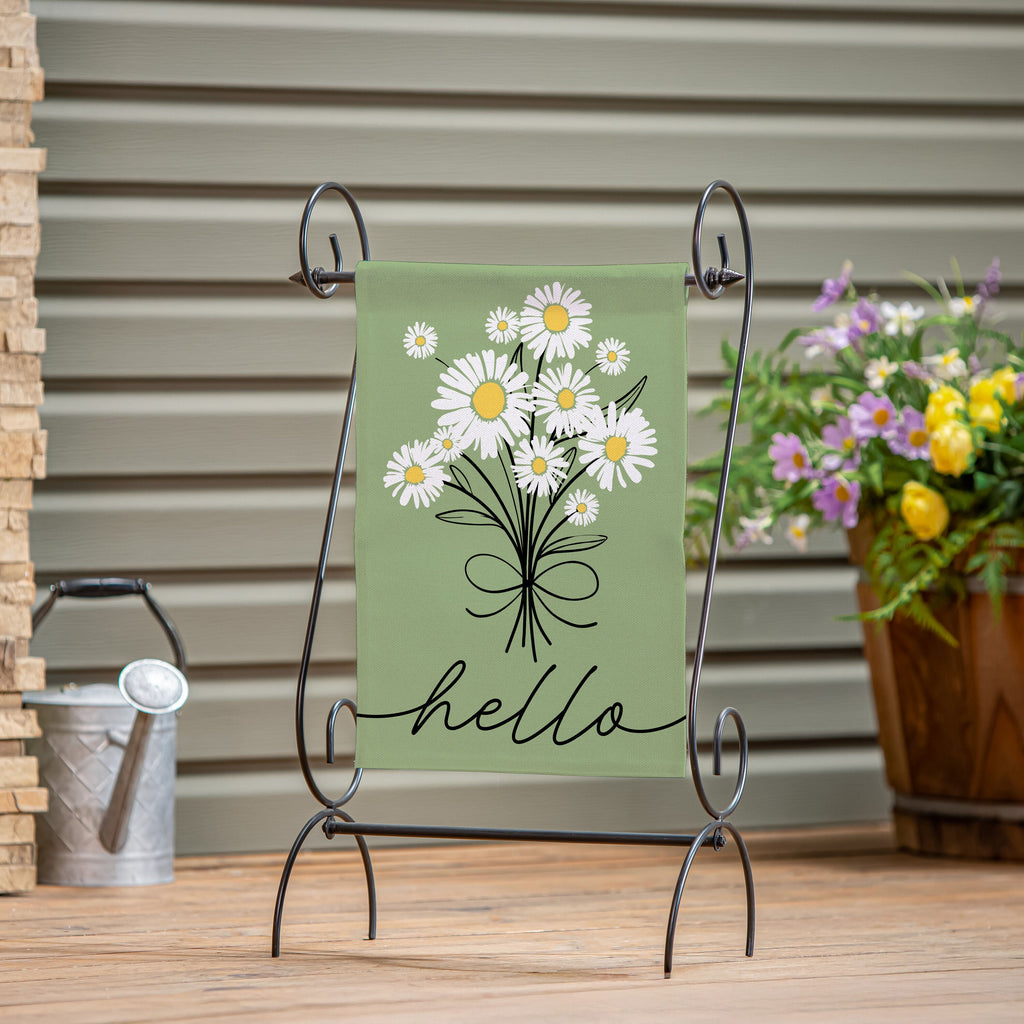 Hello Dainty Daisies Burlap Garden Flag