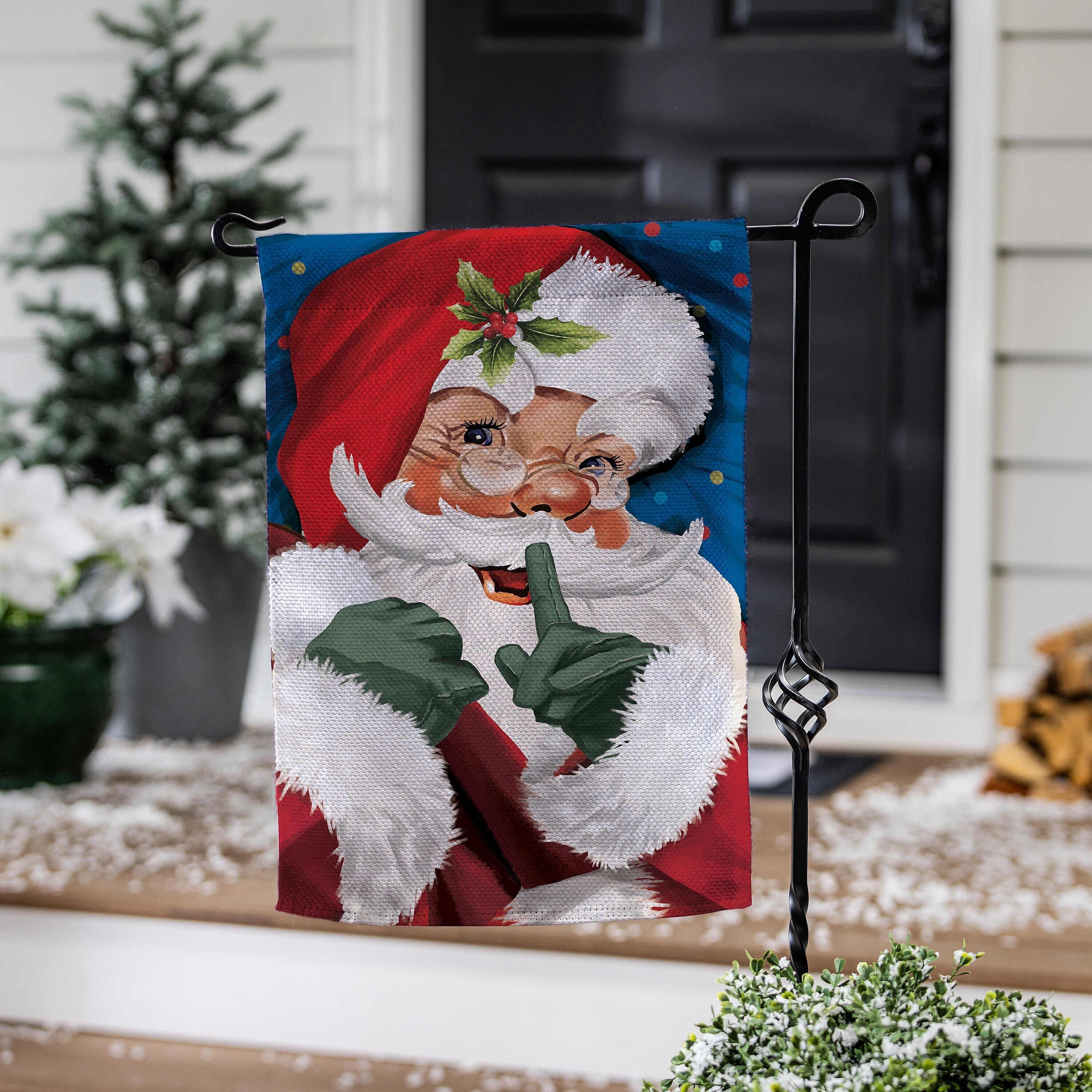 Traditional Santa Portrait Burlap Garden Flag