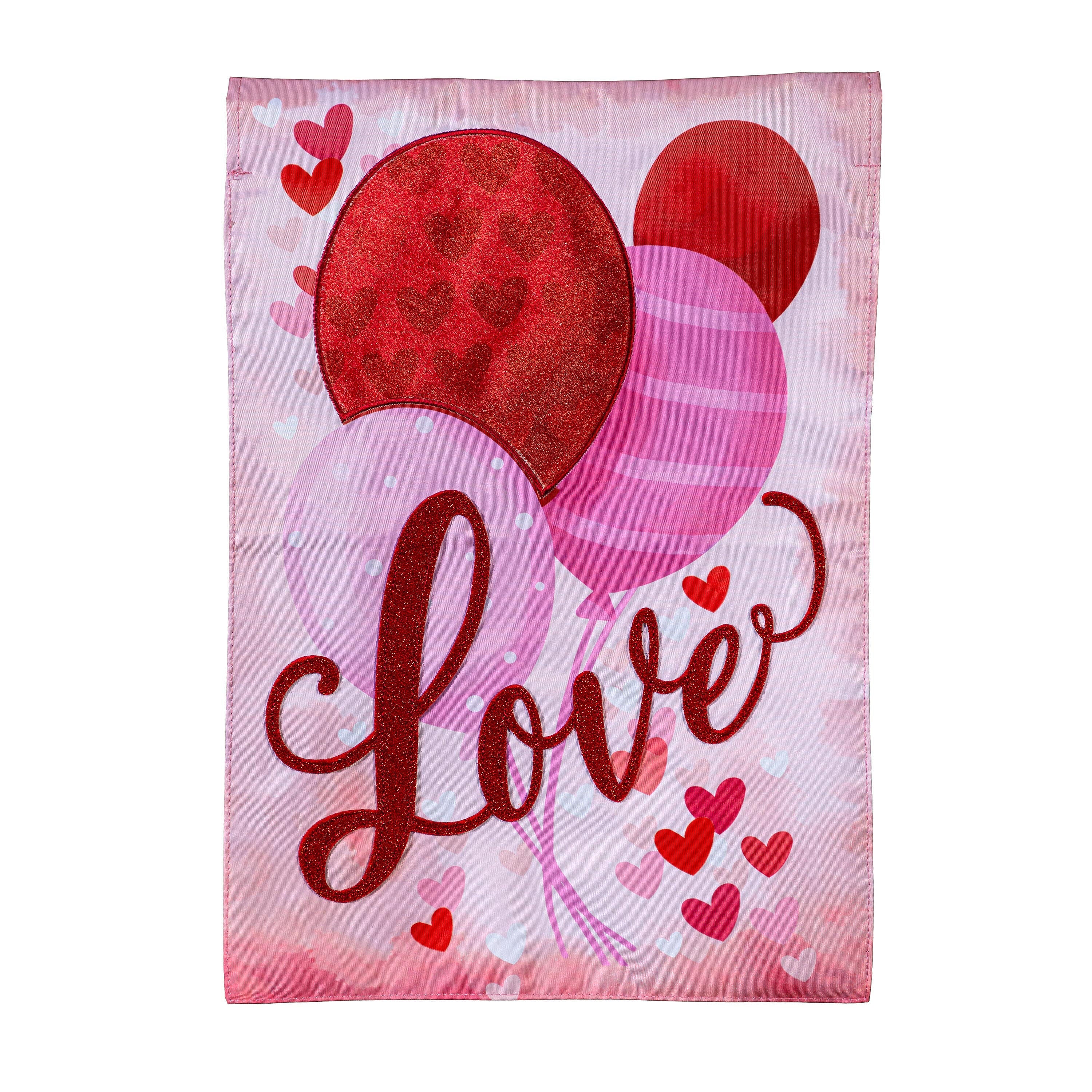 Valentine Love Balloon Applique Garden Flag