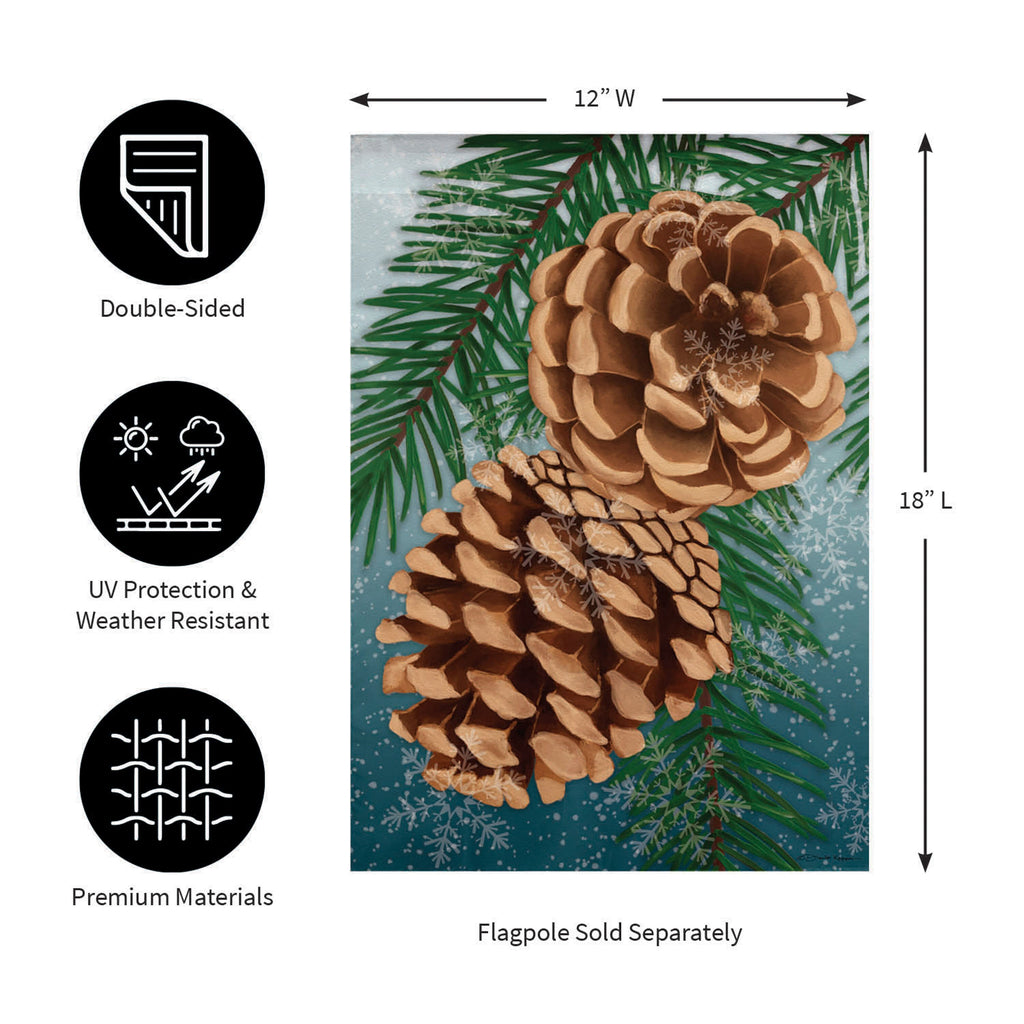 Winter Pine Cone Suede Garden Flag