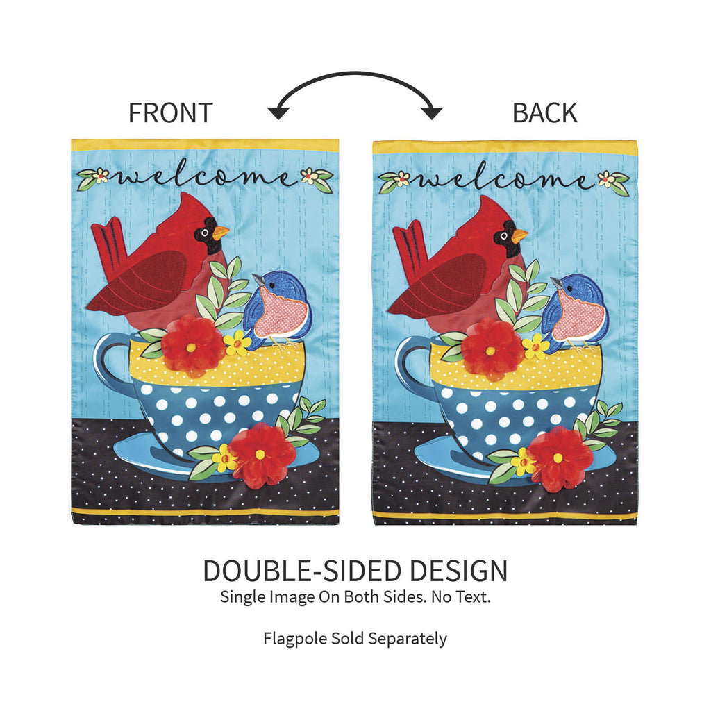 Songbirds Welcome Applique Garden Flag