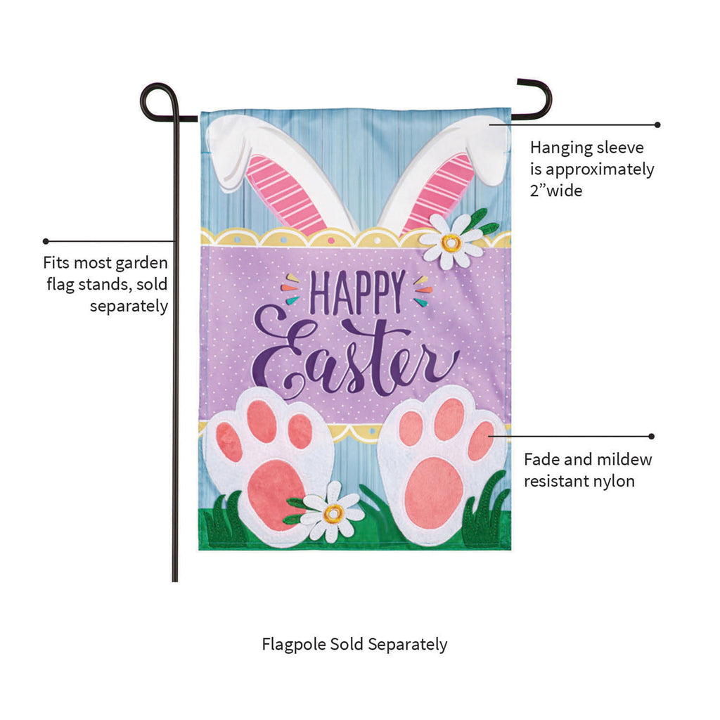 Happy Easter Bunny Applique Garden Flag