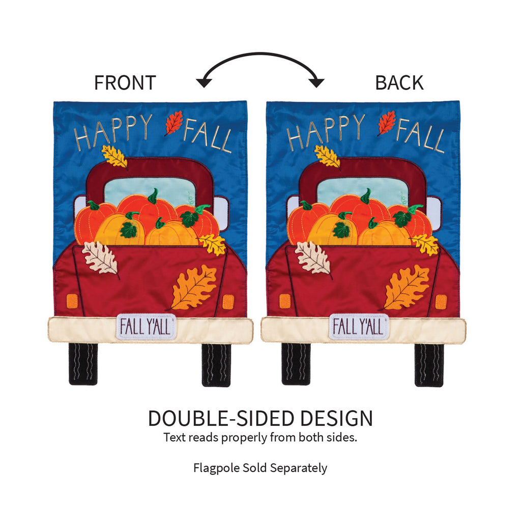 Happy Fall Pickup Truck Garden Applique Flag