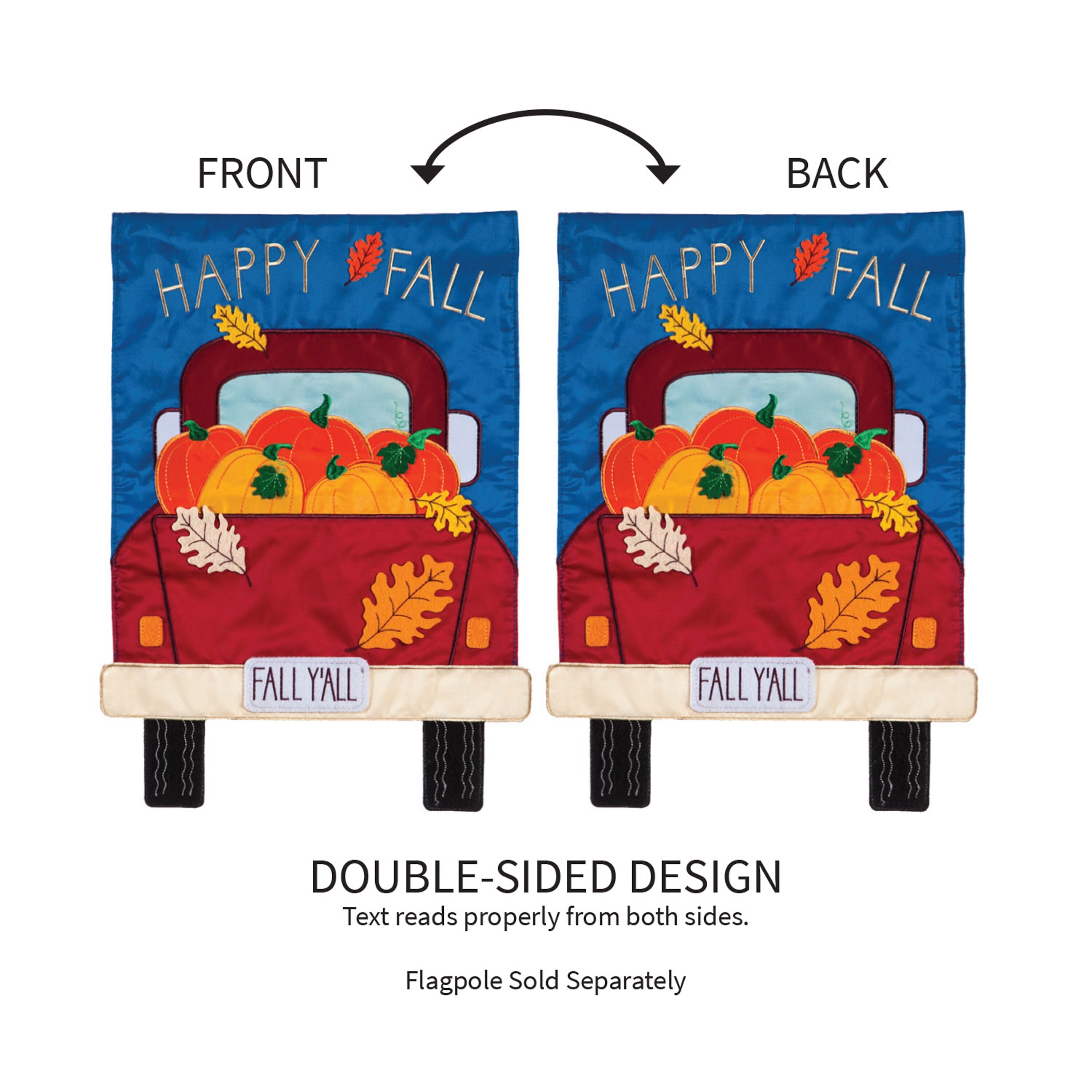 Happy Fall Pickup Truck Garden Applique Flag