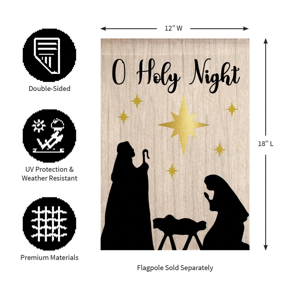 Nativity Silhouette Burlap Garden Flag