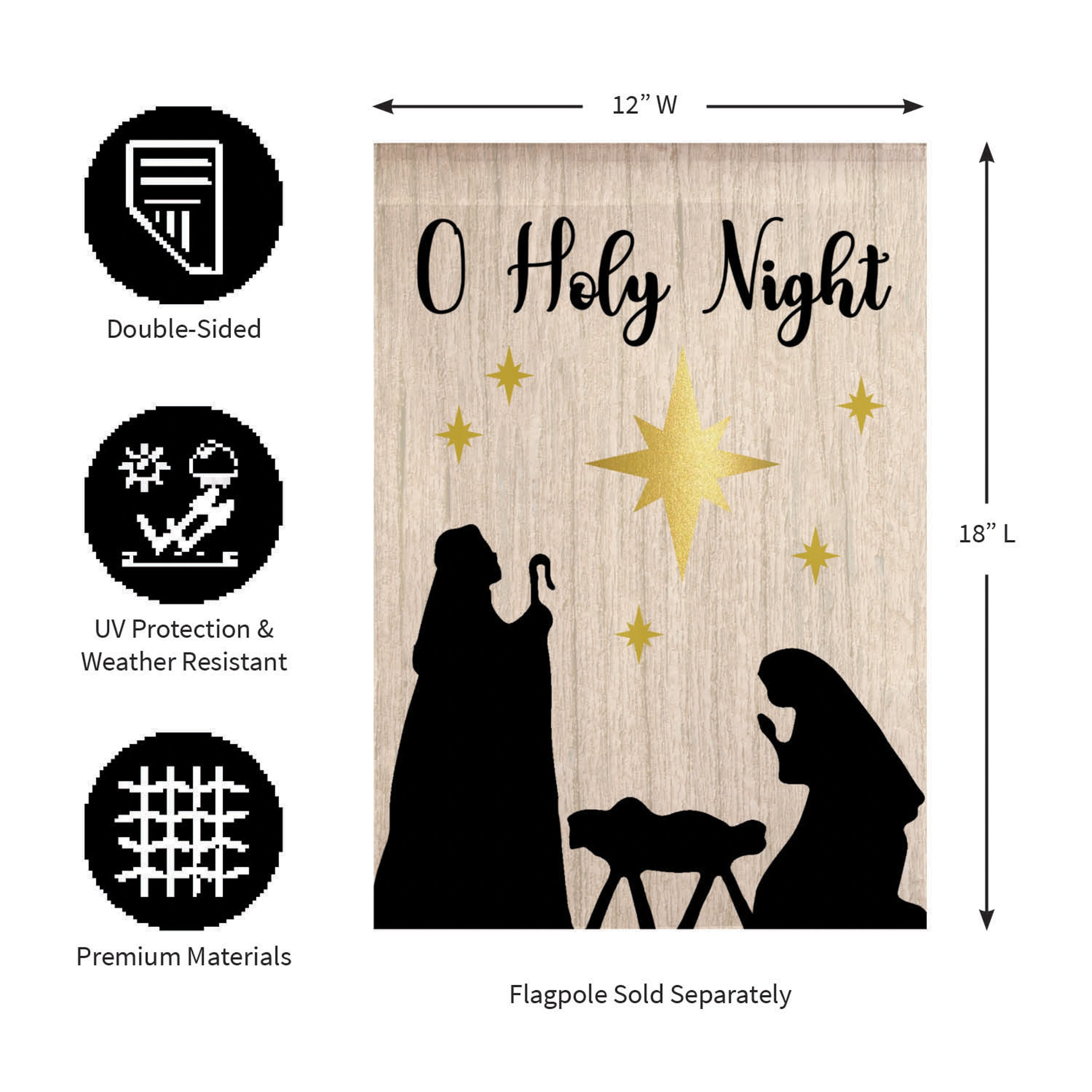 Nativity Silhouette Burlap Garden Flag