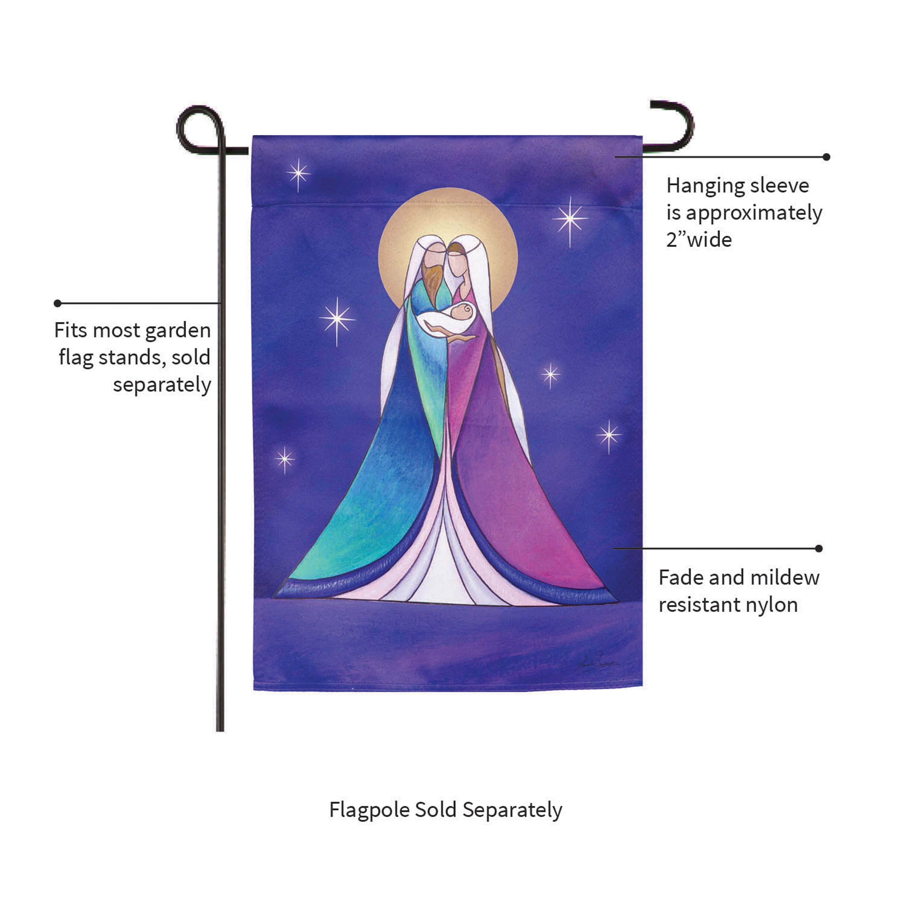 Holy Family Suede Garden Flag