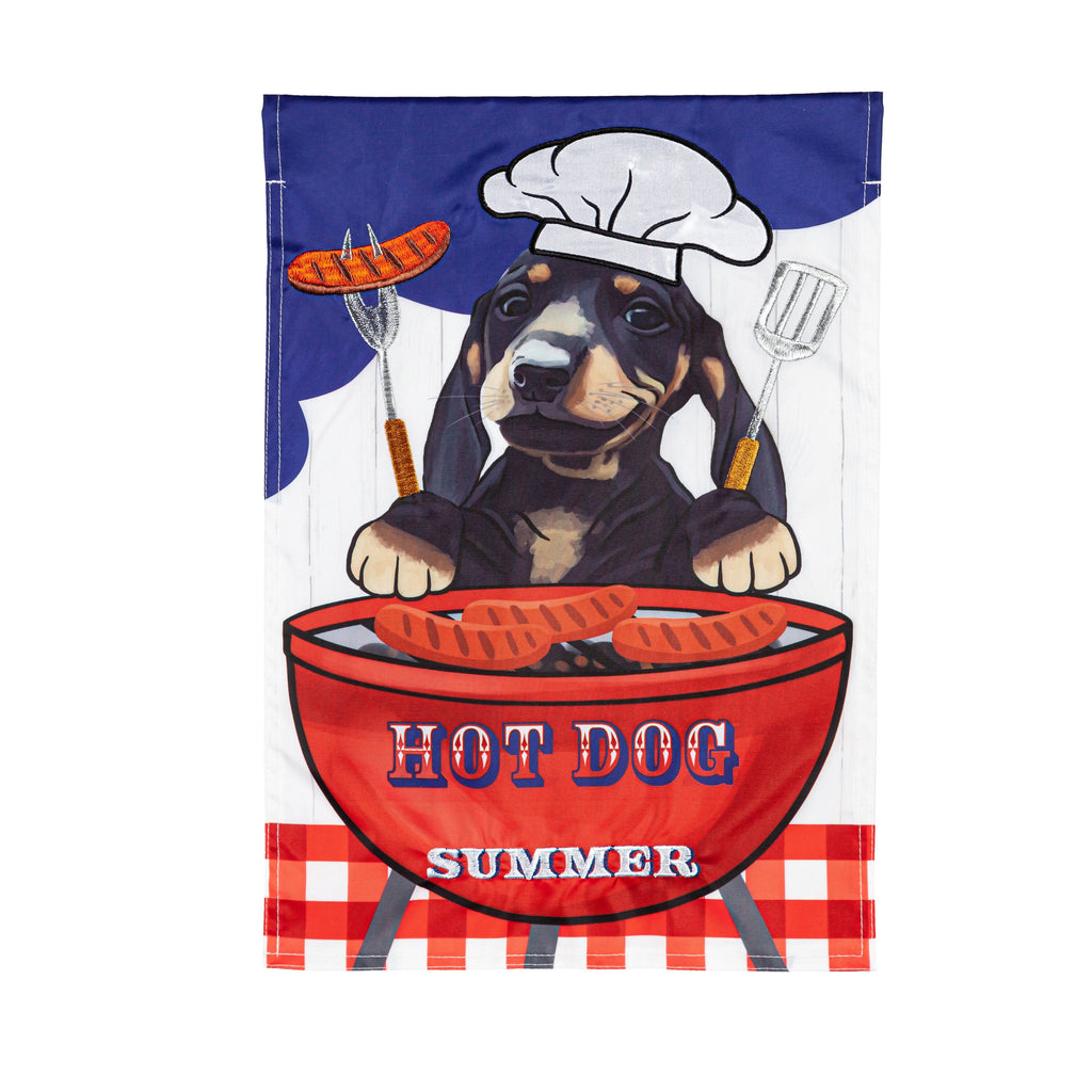 Hot Dog It's Summer Applique Garden Flag