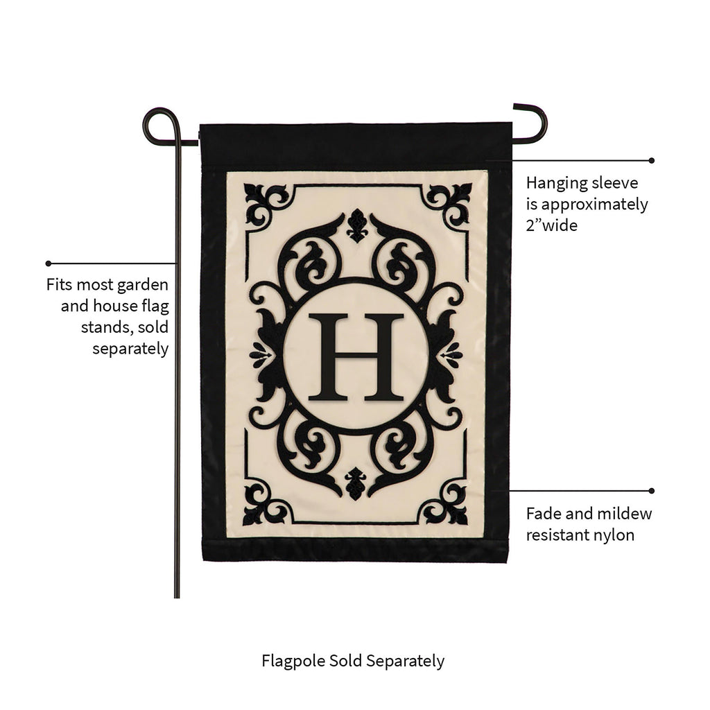 Cambridge Monogram Garden Applique Flag, Letter H