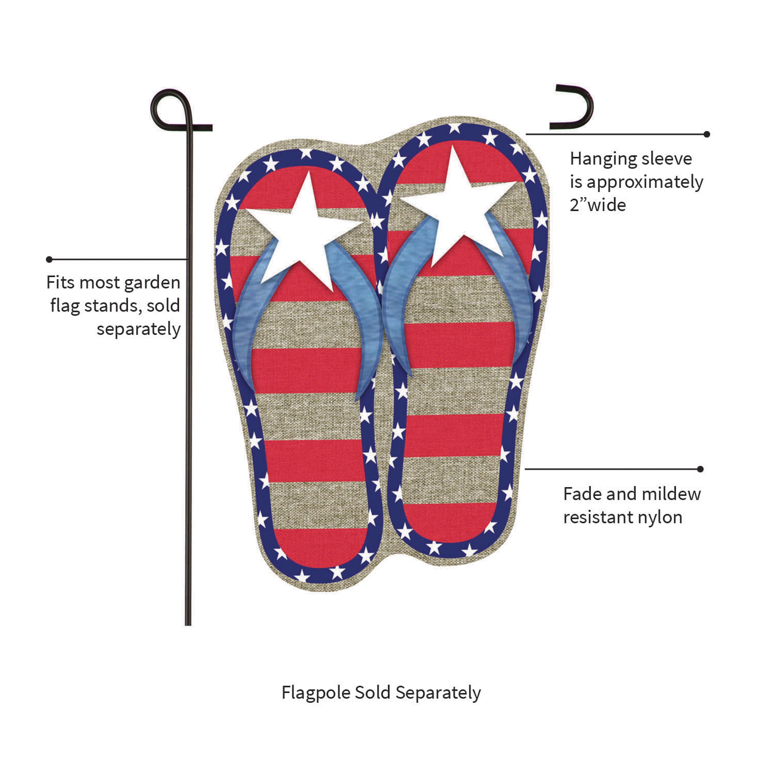Garden Burlap Patriotic Flip Flops Flag