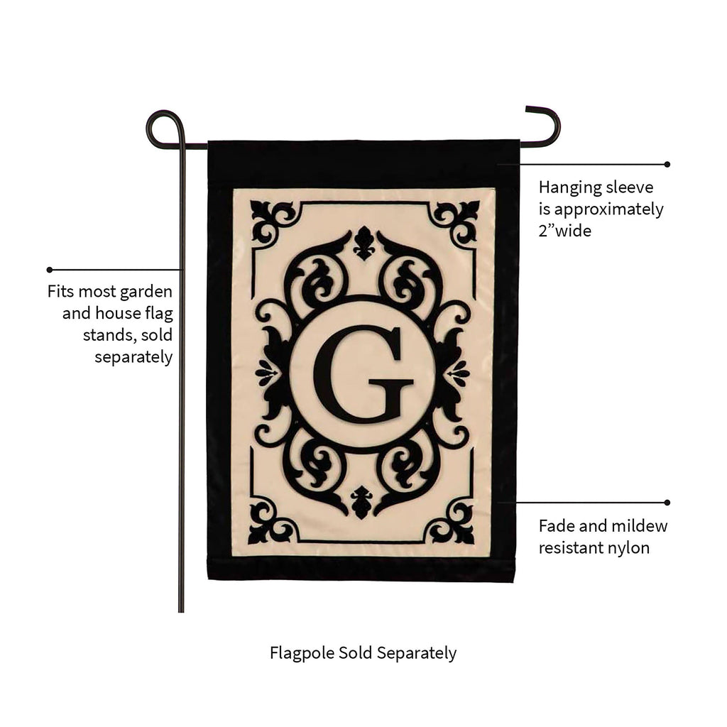 Cambridge Monogram Garden Applique Flag, Letter G