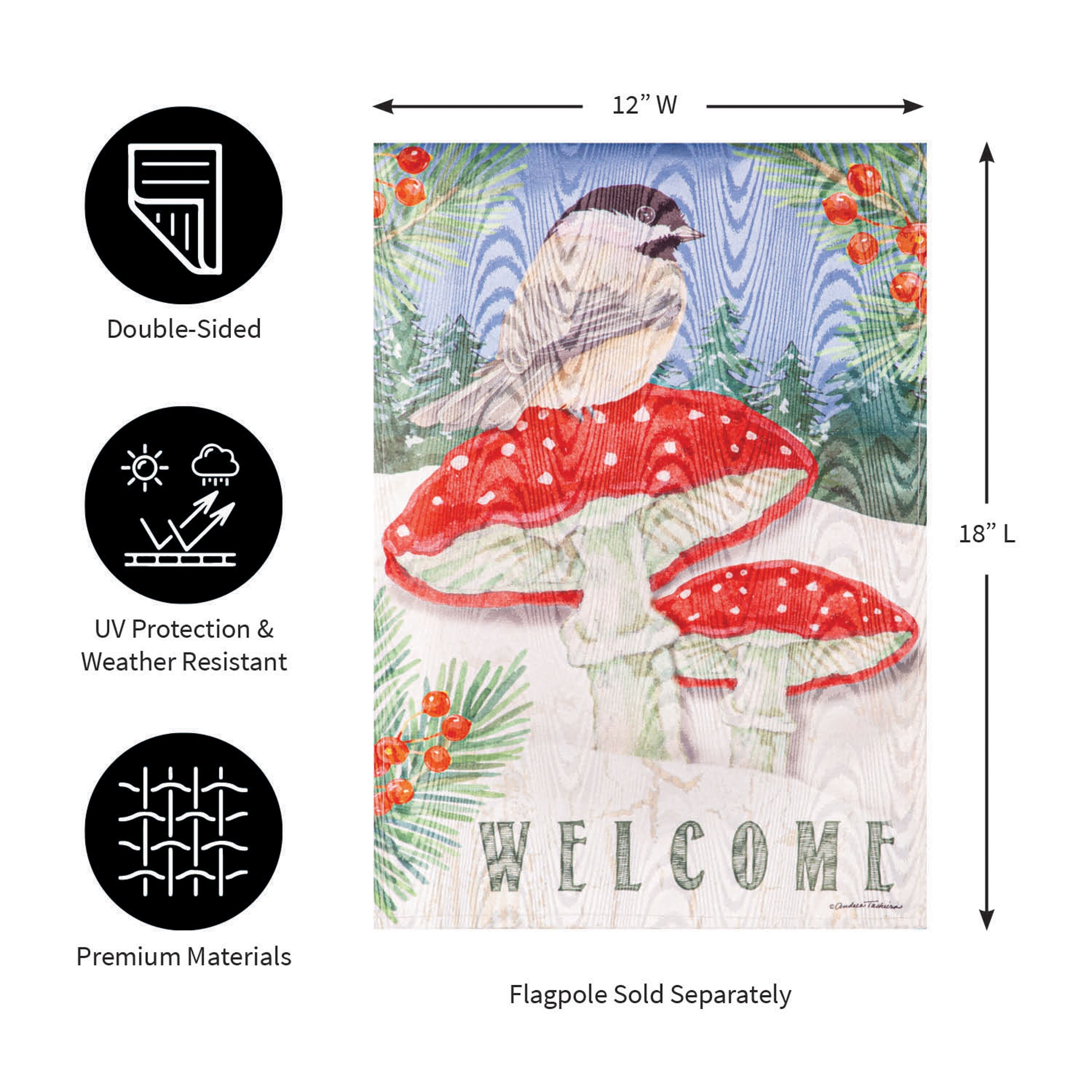 Chickadee and Winter Moire Garden Flag