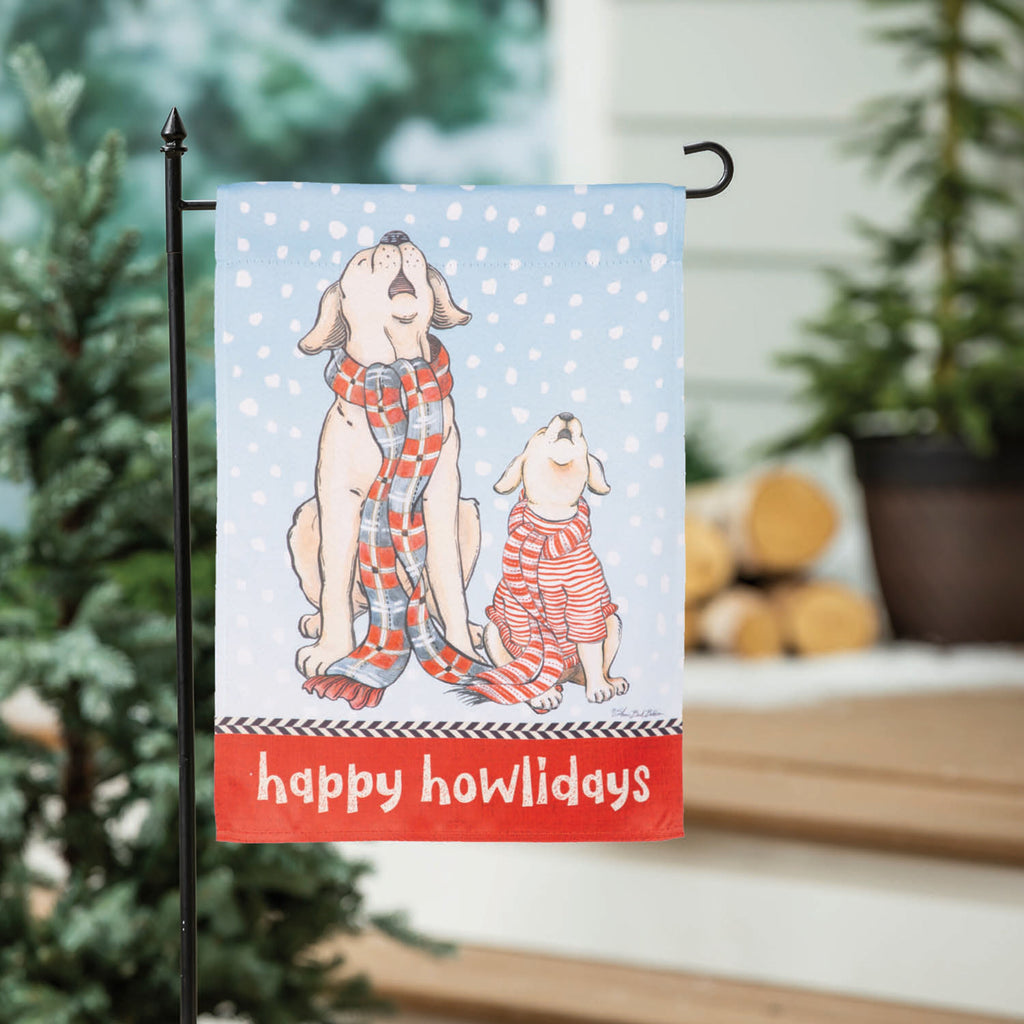 Winter Pups Suede Garden Flag