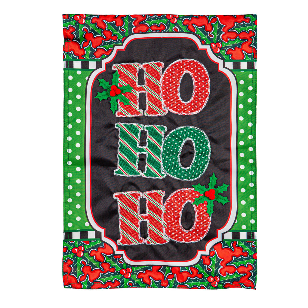 Ho Ho Ho Applique Garden Flag