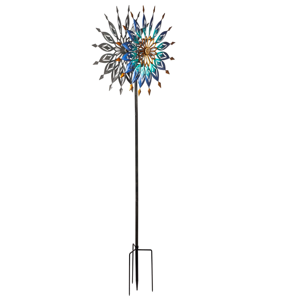Metal Solar Radiant Lotus Wind Spinner, 74"H