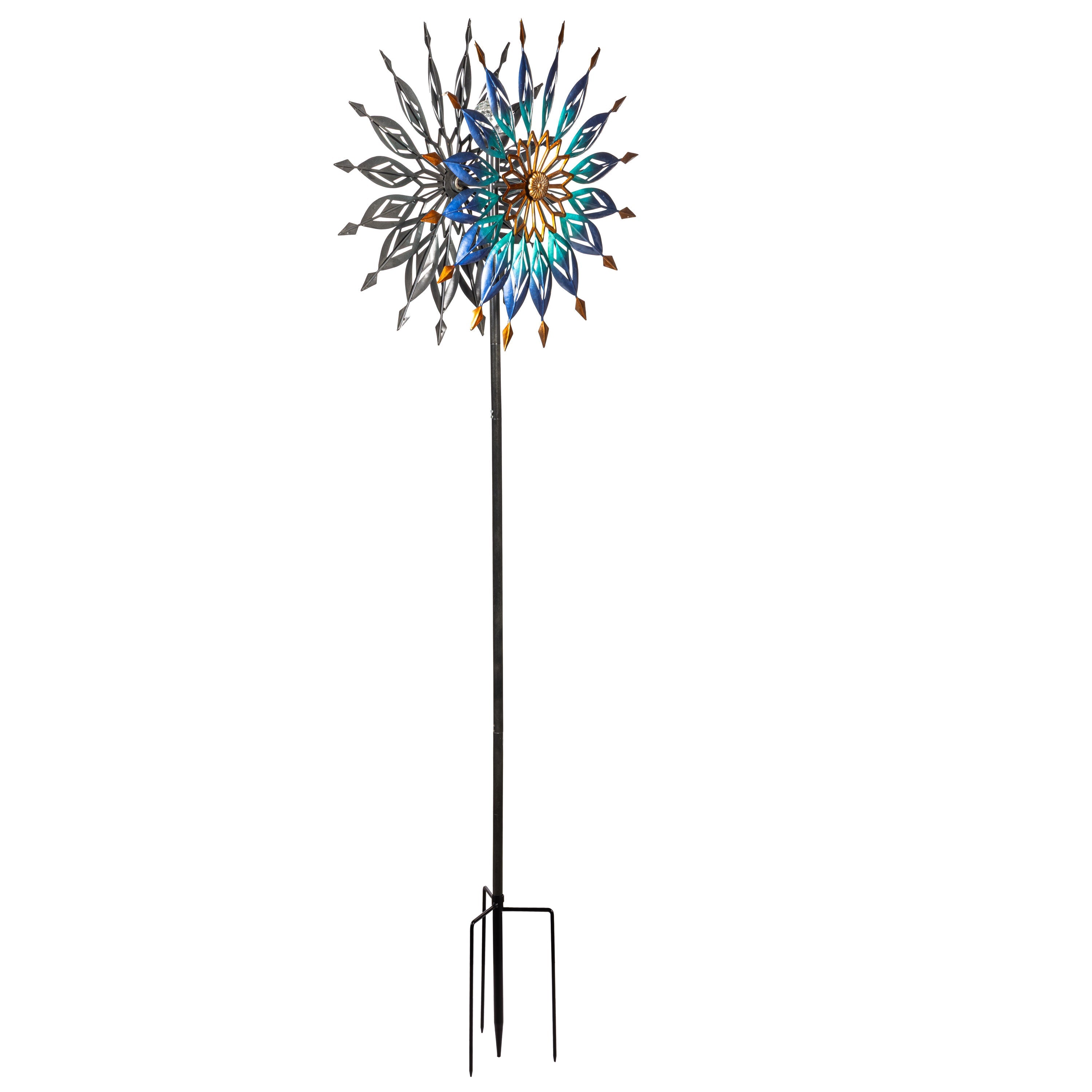 Metal Solar Radiant Lotus Wind Spinner, 74"H