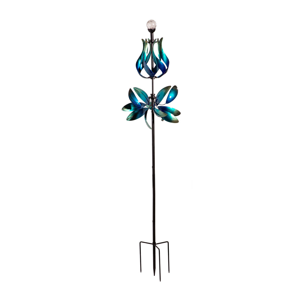 Seaside Retreat Wind Spinner, Solar Blue & Teal Floral Gradient, 82"H
