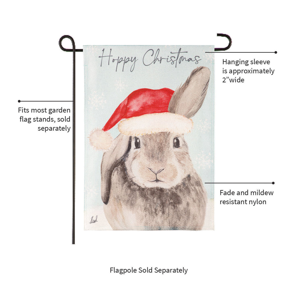 Merry Christmas Bunny Burlap Garden Flag