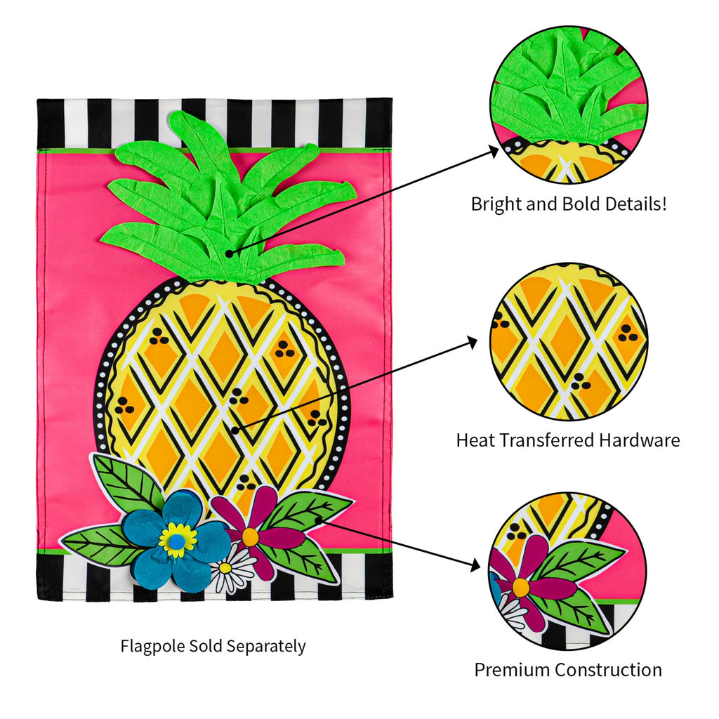 Bright Pineapple Garden Applique Flag