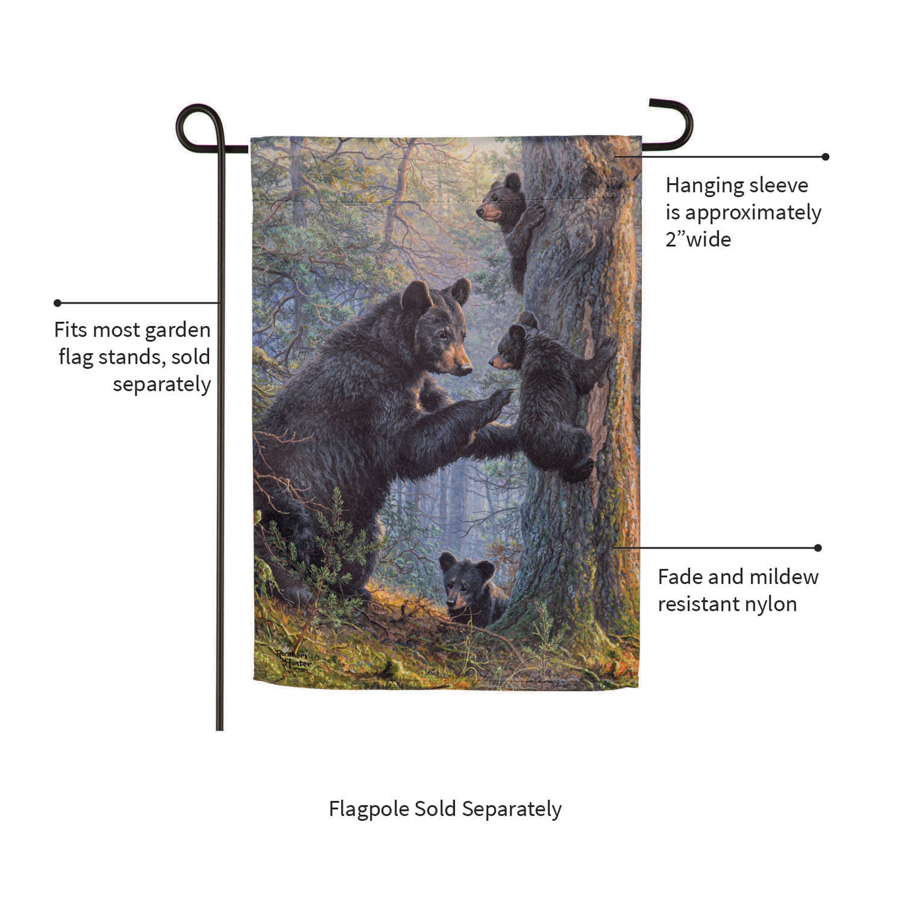 Bear Family Suede Garden Flag
