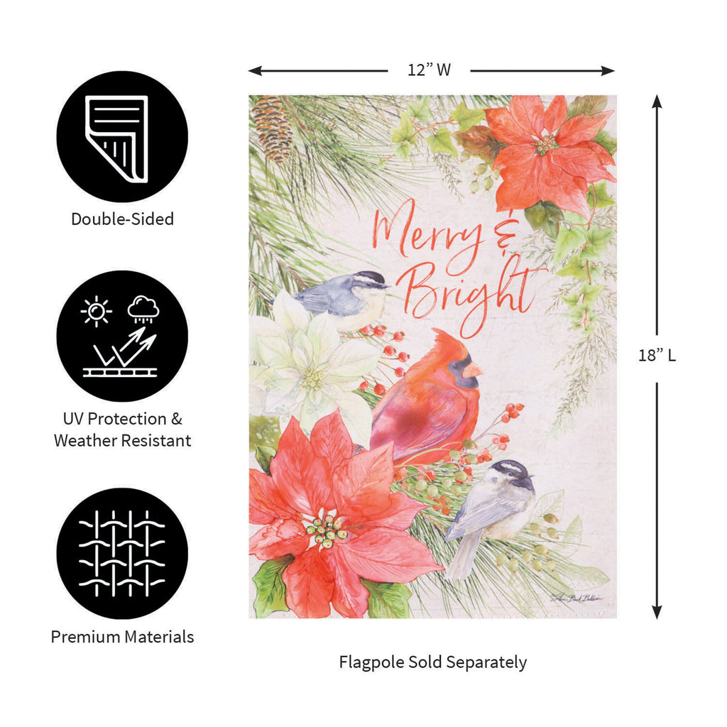 Merry and Bright Cardinal Suede Garden Flag
