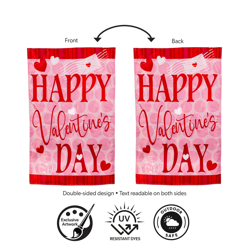 Happy Valentine's Day Hearts Applique Garden Flag