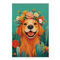 Floral Dog Applique House Flag