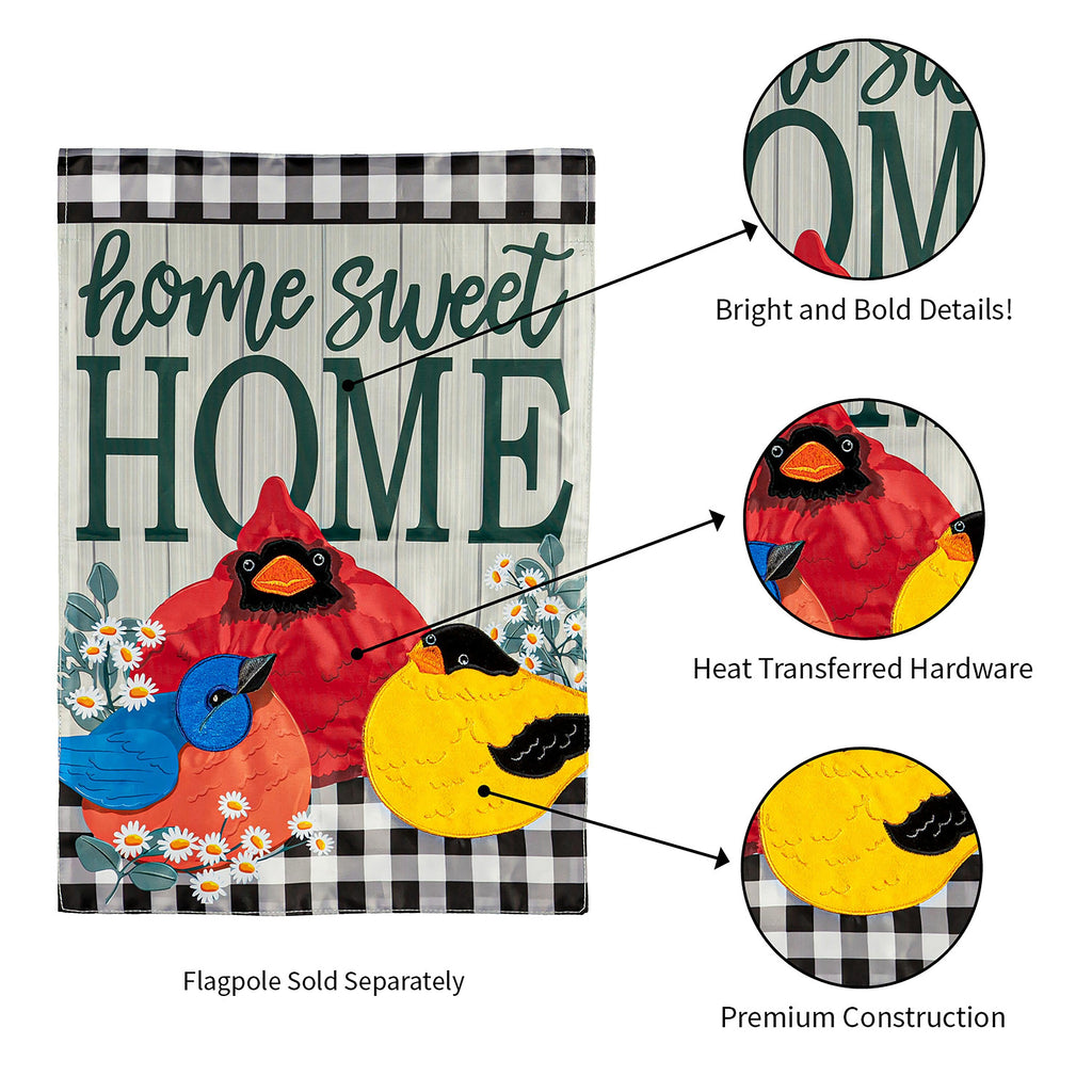 Portly Birds Garden Applique Flag